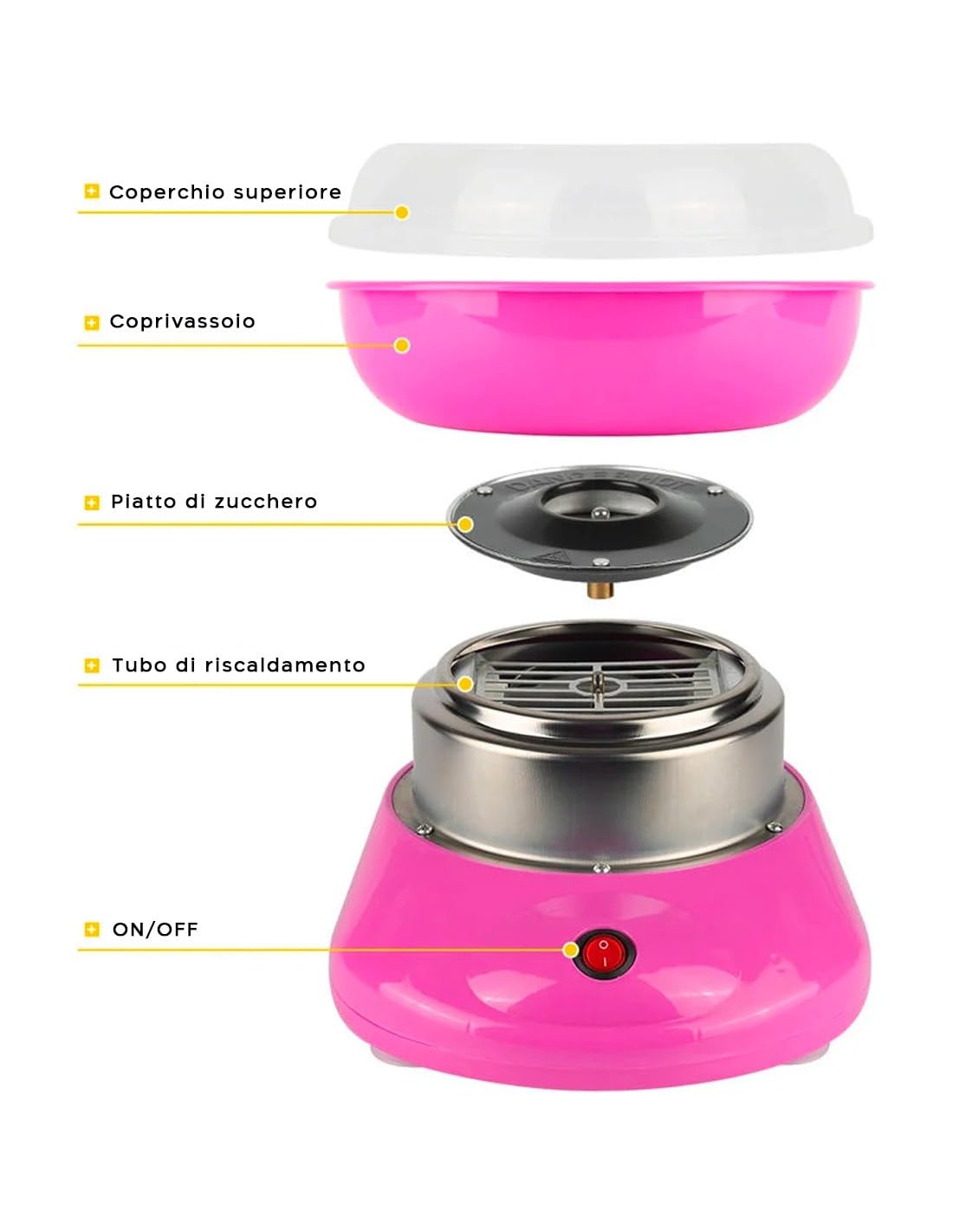 500W Pink Electric Cotton Candy Maker Machine for Home Use - DIY Candy Floss & Sweet Treats Maker for Kids Parties, Birthday Events & Carnival Fun