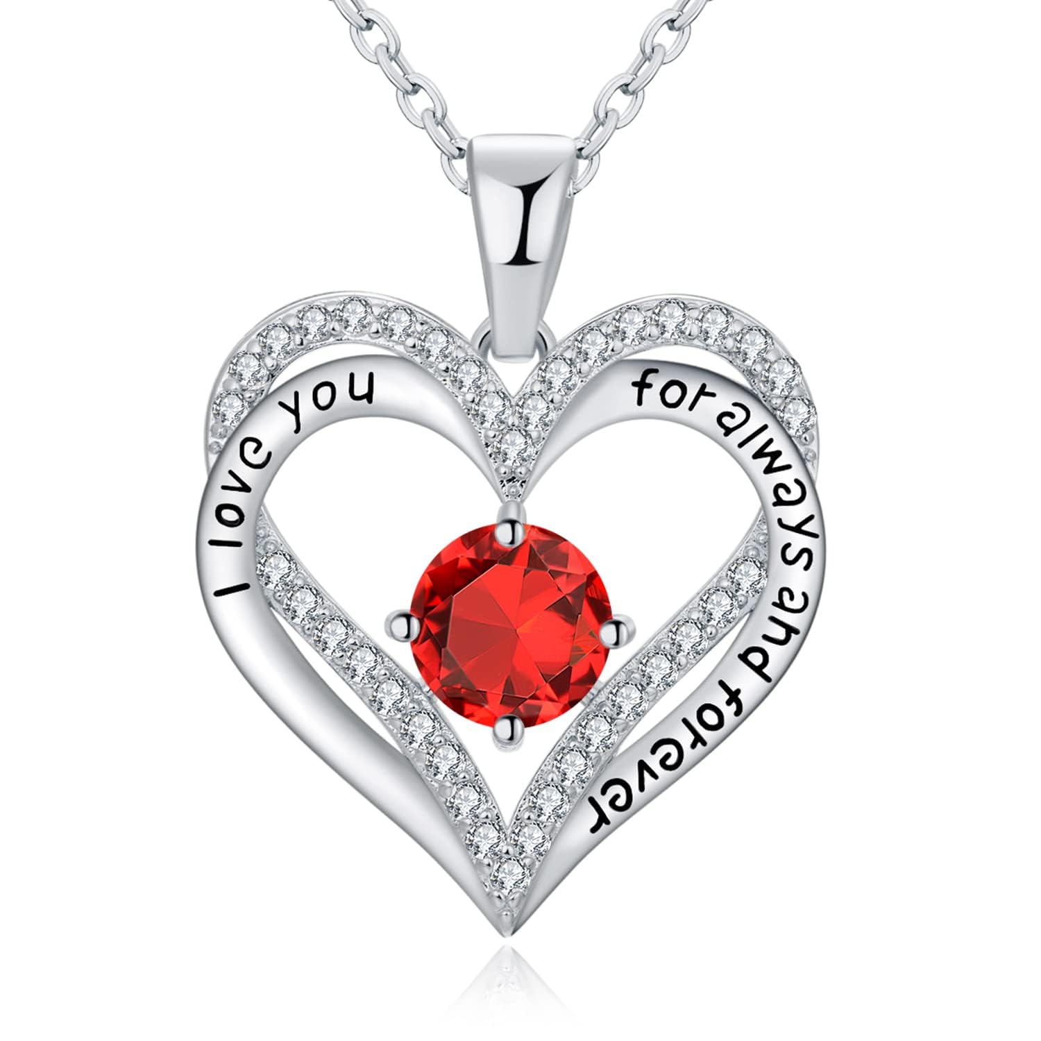 Heart Birthstone Necklace for Women - S925 Sterling Silver Personalized Pendant, Anniversary & Birthday Gift for Wife, Mom, Girlfriend | Perfect for Valentine's Day, Mother's Day & Special Occasions