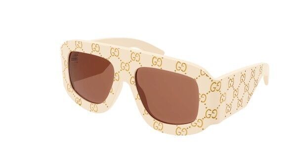 Gucci GG 0983S 001 Ivory/Orange Soft Square Oversize Men's Sunglasses - UV Protection Luxury Fashion Shades for Outdoor Activities & Summer Style