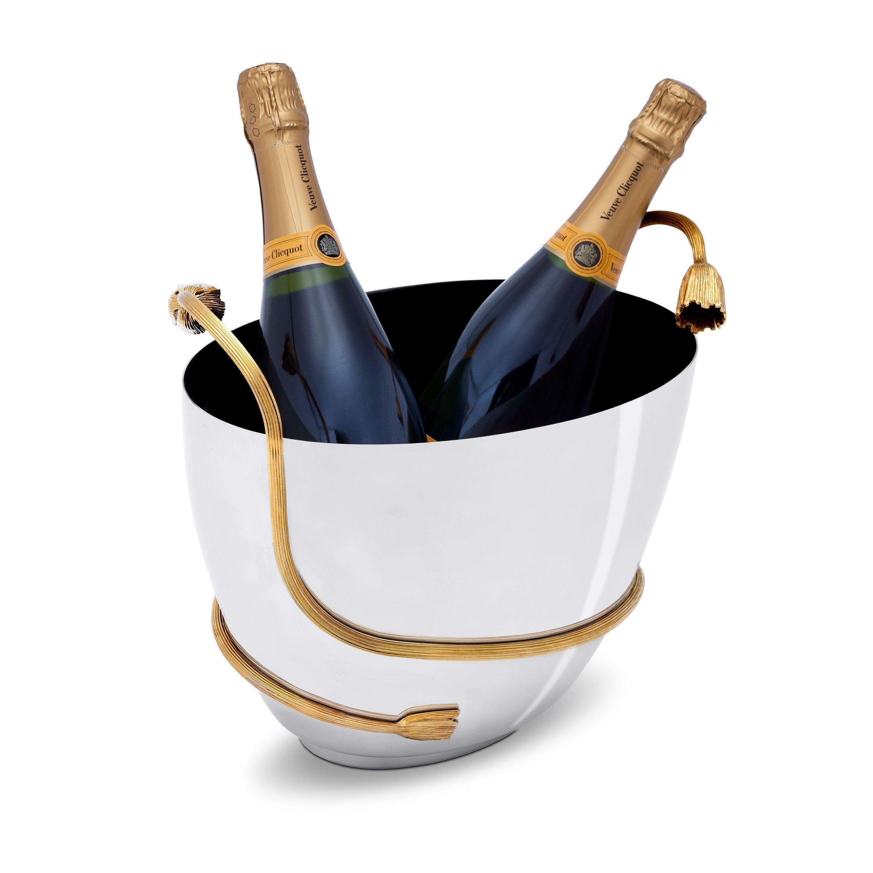 Champagne Bucket with Deco Leaves - Elegant Ice Bucket for Wine & Champagne - Perfect for Weddings, Parties & Home Decor