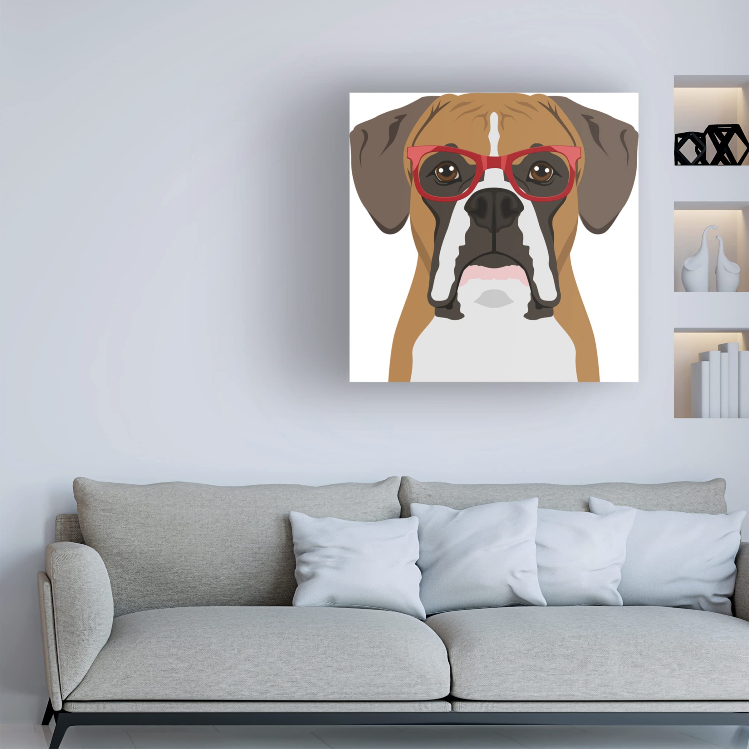 Boxer Wearing Hipster Glasses Canvas Wall Art Print - Modern Home Decor for Living Room, Bedroom & Office | Premium Quality Fine Art by Trademark