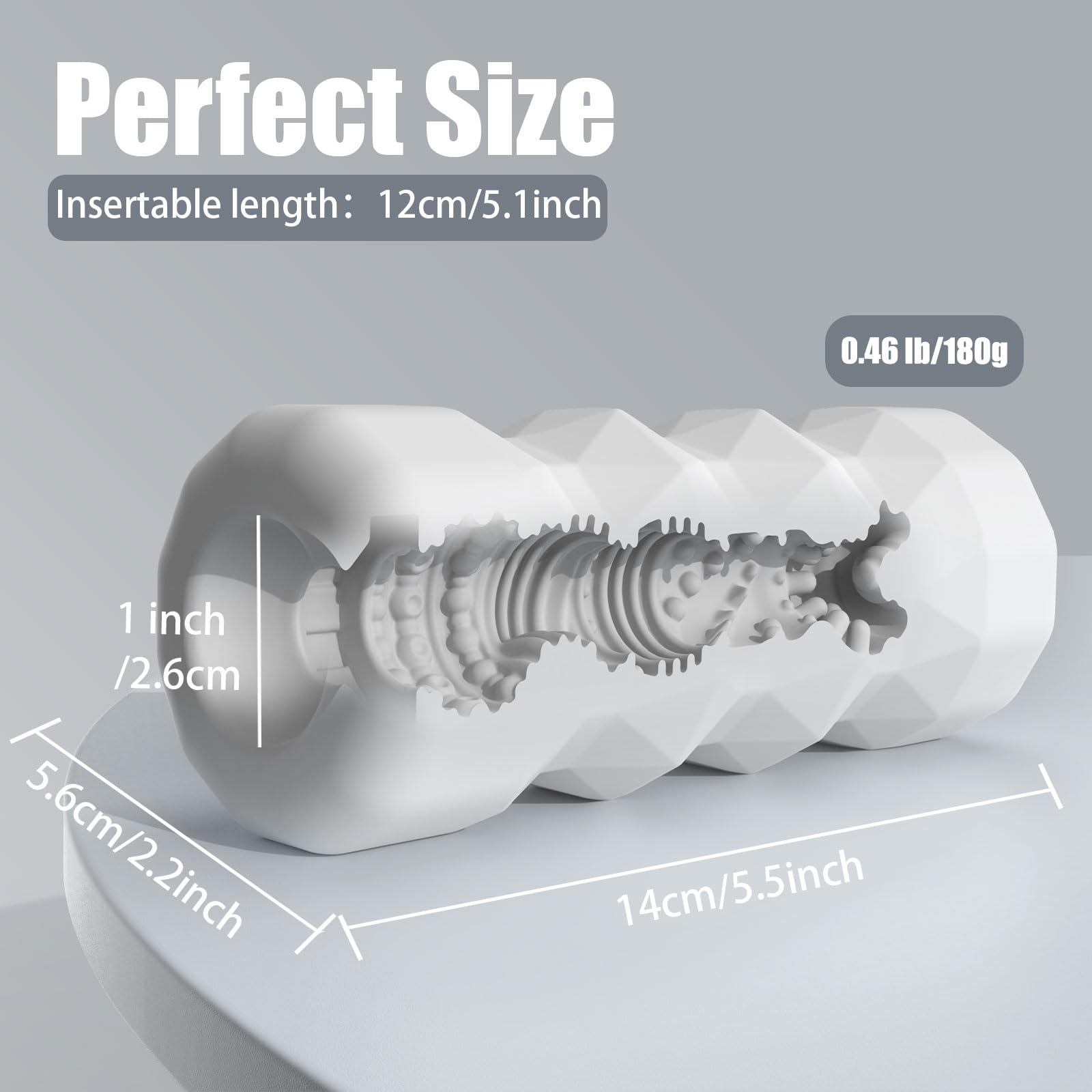 Realistic Male Masturbator - 3D Textured TPE Pocket Pussy Stroker & Penis Training Sleeve with Storage Box | Discreet Male Sex Toy for Solo Pleasure & Blowjob Simulation | Perfect for Travel & Private Use (White)