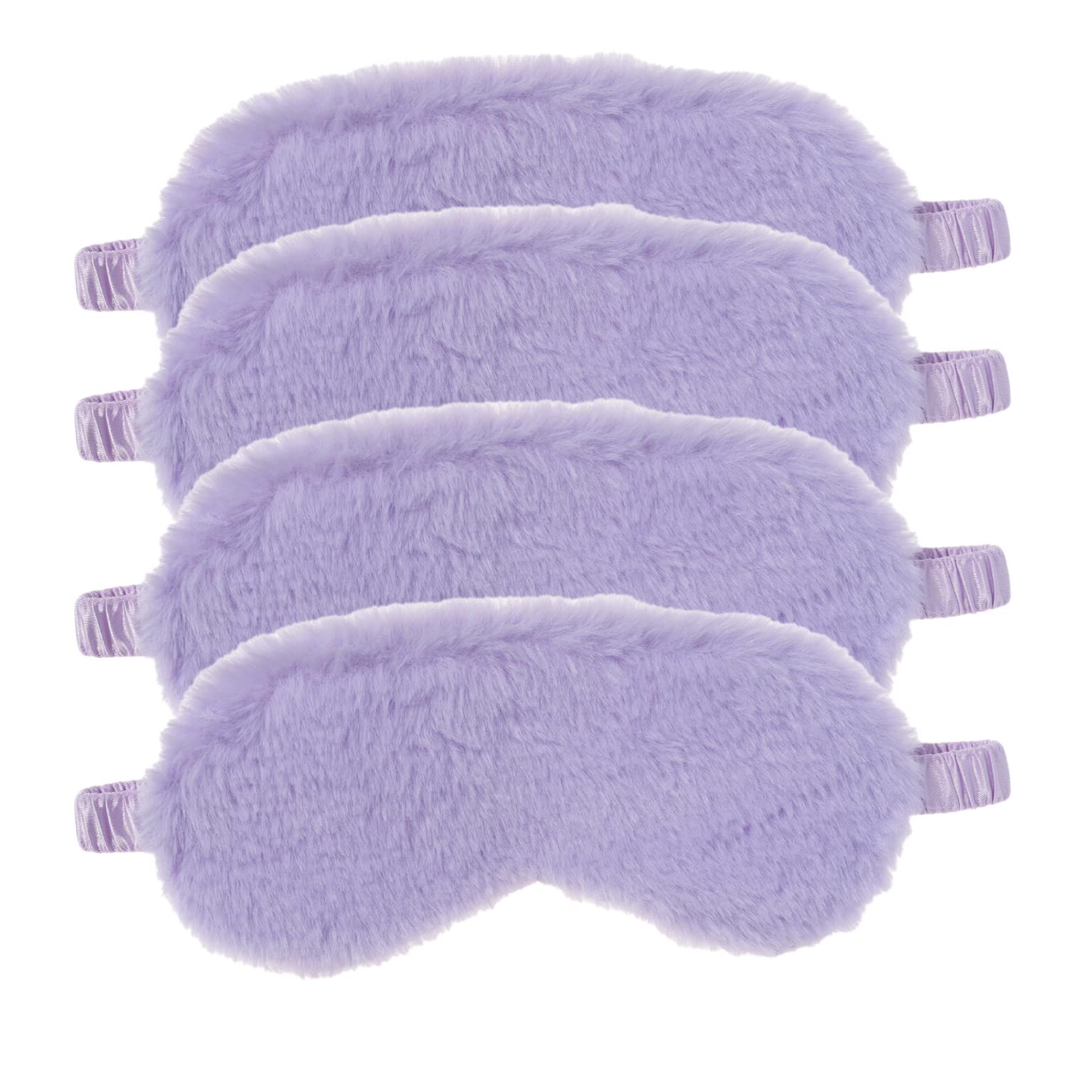 RAYNAG 4 Pack Soft Plush Sleep Mask - Comfortable Blindfold Eye Cover for Sleeping, Travel & Relaxation - Cozy Fluffy Furry Design with Silky Fabric Backing - Perfect Gift for Sleepovers, Birthdays & Party Favors (Purple) - Ideal for Night Use, Airplane Travel & Nap Time