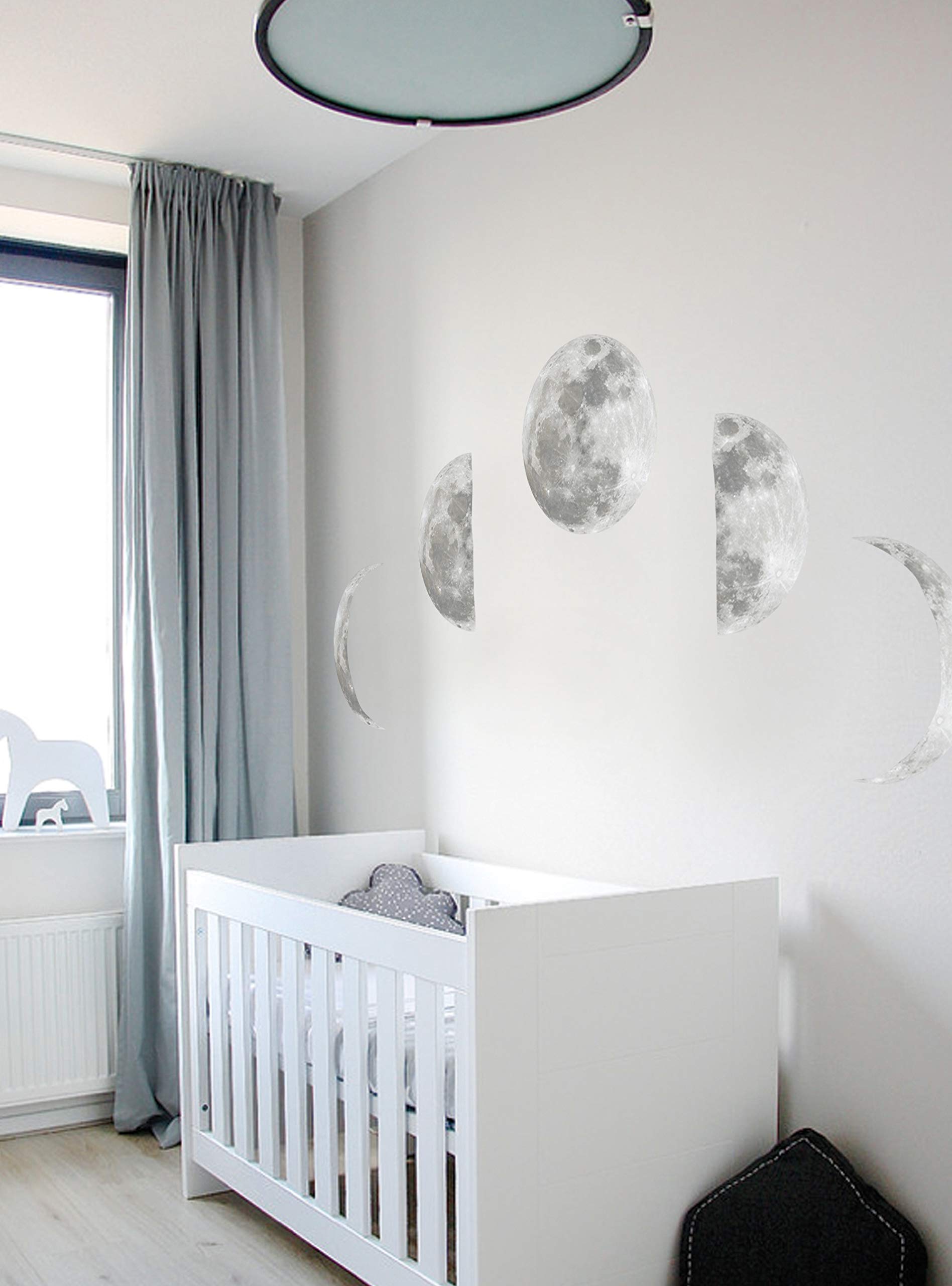 Moon Phases Vinyl Wall Sticker Decal - Removable Space Themed Nursery, Bedroom & Office Decor - Perfect for Kids Room, Dorm & Home Decoration