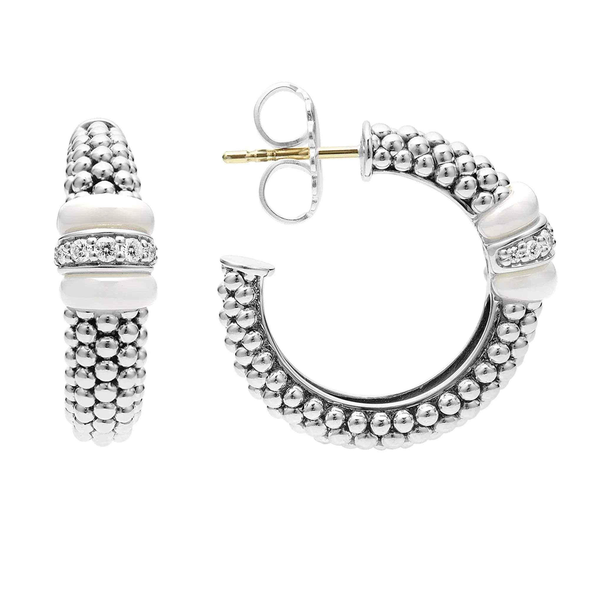 Exquisite Ceramic Caviar Diamond Hoop Earrings for Women - Elegant 14K Gold Plated Dangle Earrings for Party, Wedding & Special Occasions