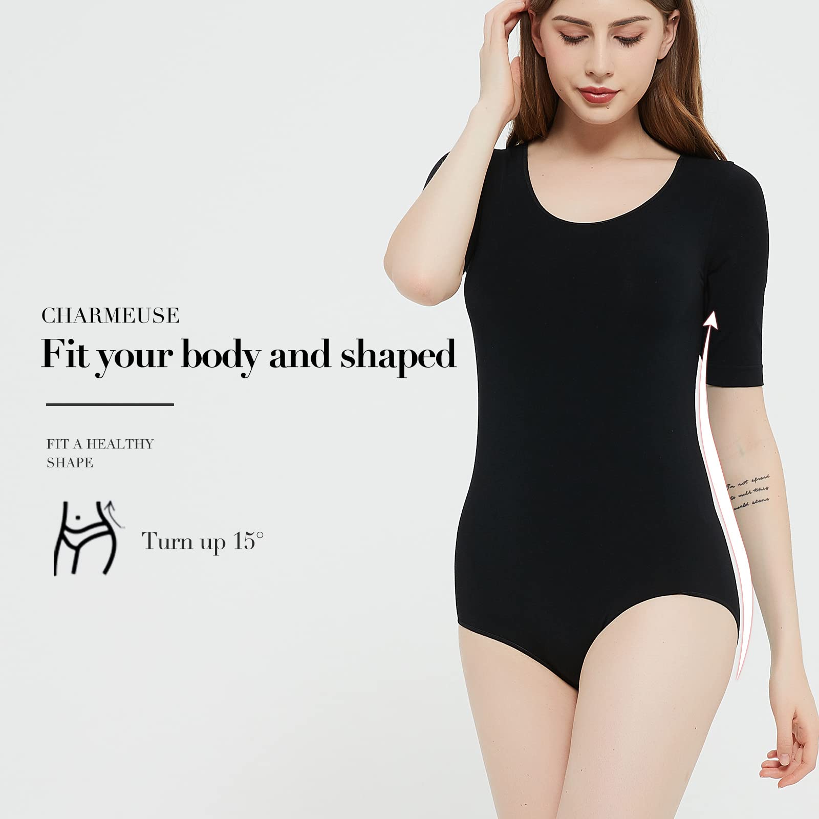 C4N Women's Sexy Scoop Neck Sleeveless Bodysuit - Slim Fit Shapewear Tops & Jumpsuits for Going Out, Clubbing & Date Nights