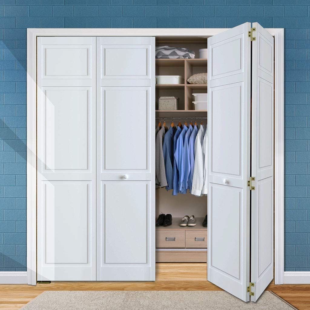 Kimberly Bay 6-Panel Bi-Fold Closet Door - Primed White Interior Door for Bedrooms & Walk-In Closets - Easy Installation & Space Saving Solution