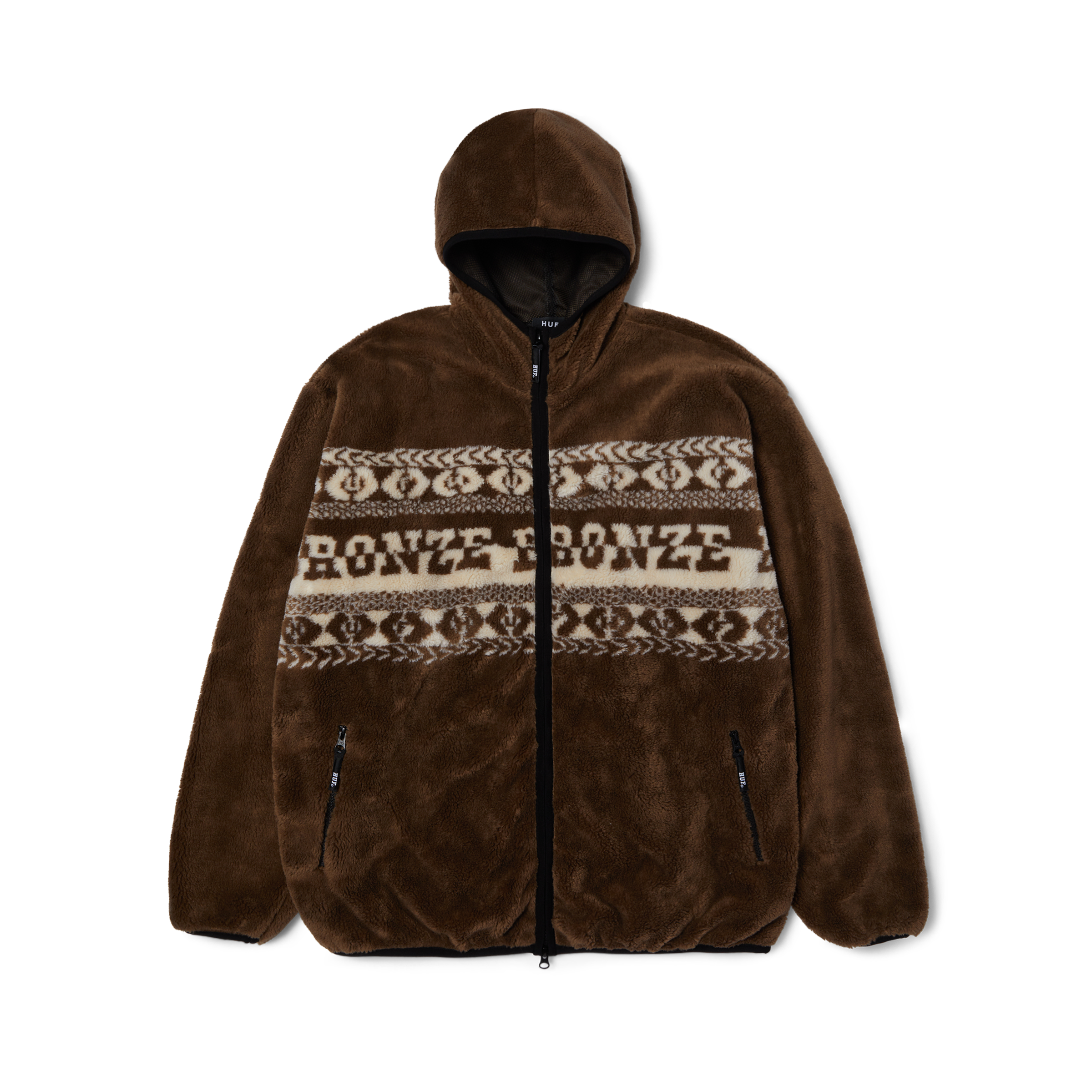 HUF X Bronze56k High Pile Fleece Jacket - Brown | Cozy Winter Pullover for Men & Women | Perfect for Streetwear, Snowboarding & Casual Outfits