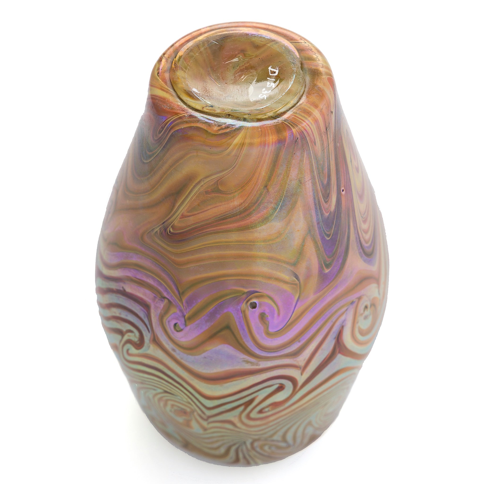 Tiffany Studios New York Damascene Favrile Glass Vase - Handcrafted Art Deco Home Decor for Living Room, Dining Table & Luxury Gift Giving