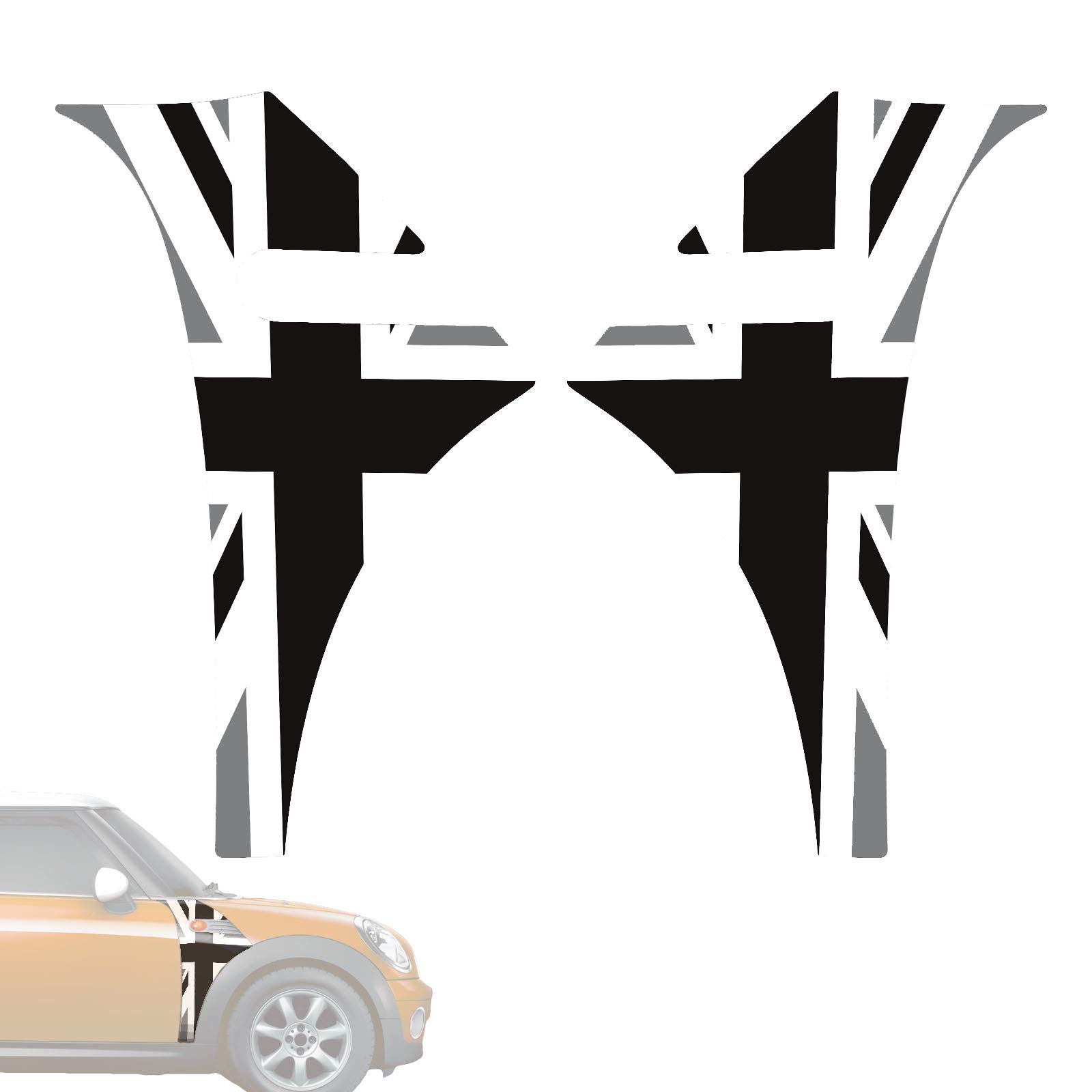British Union Jack Flag Front Fender Side Scuttle Decals for MINI Cooper R55 R56 R57 - Waterproof Vinyl Stickers for Car Customization & Personalization (Grey) - Perfect for MINI Enthusiasts & Auto Detailing Projects