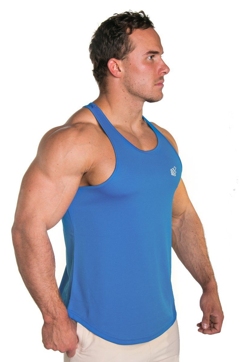 Jed North Men's Microfiber Dri-Fit Workout Tank Top - Moisture Wicking Athletic Shirt for Gym, Running & Training - Blue