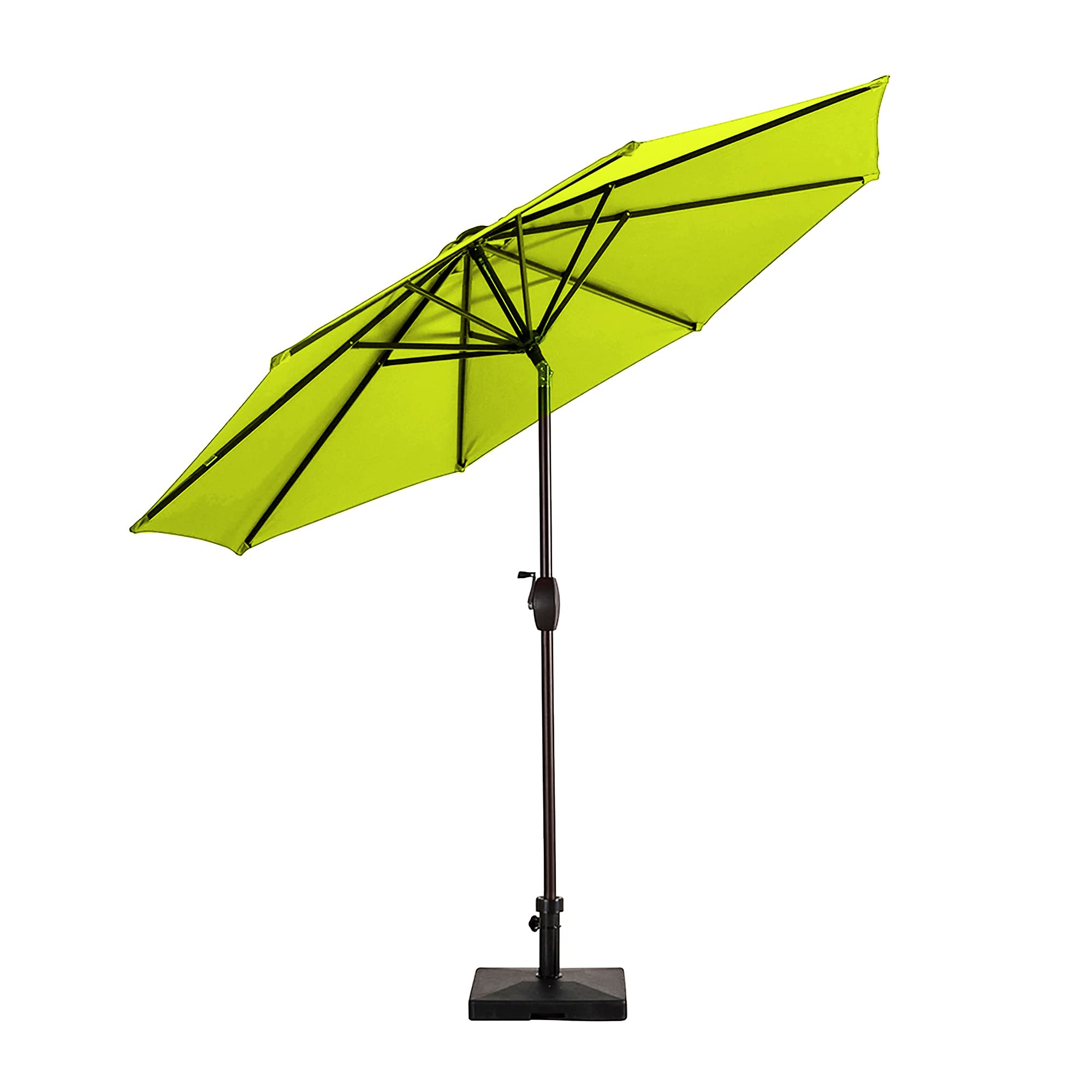 WO Home Furniture 9ft Outdoor Patio Umbrella with Heavy Duty Base - Round Market Table Sun Shade for Backyard, Poolside & Garden Relaxation