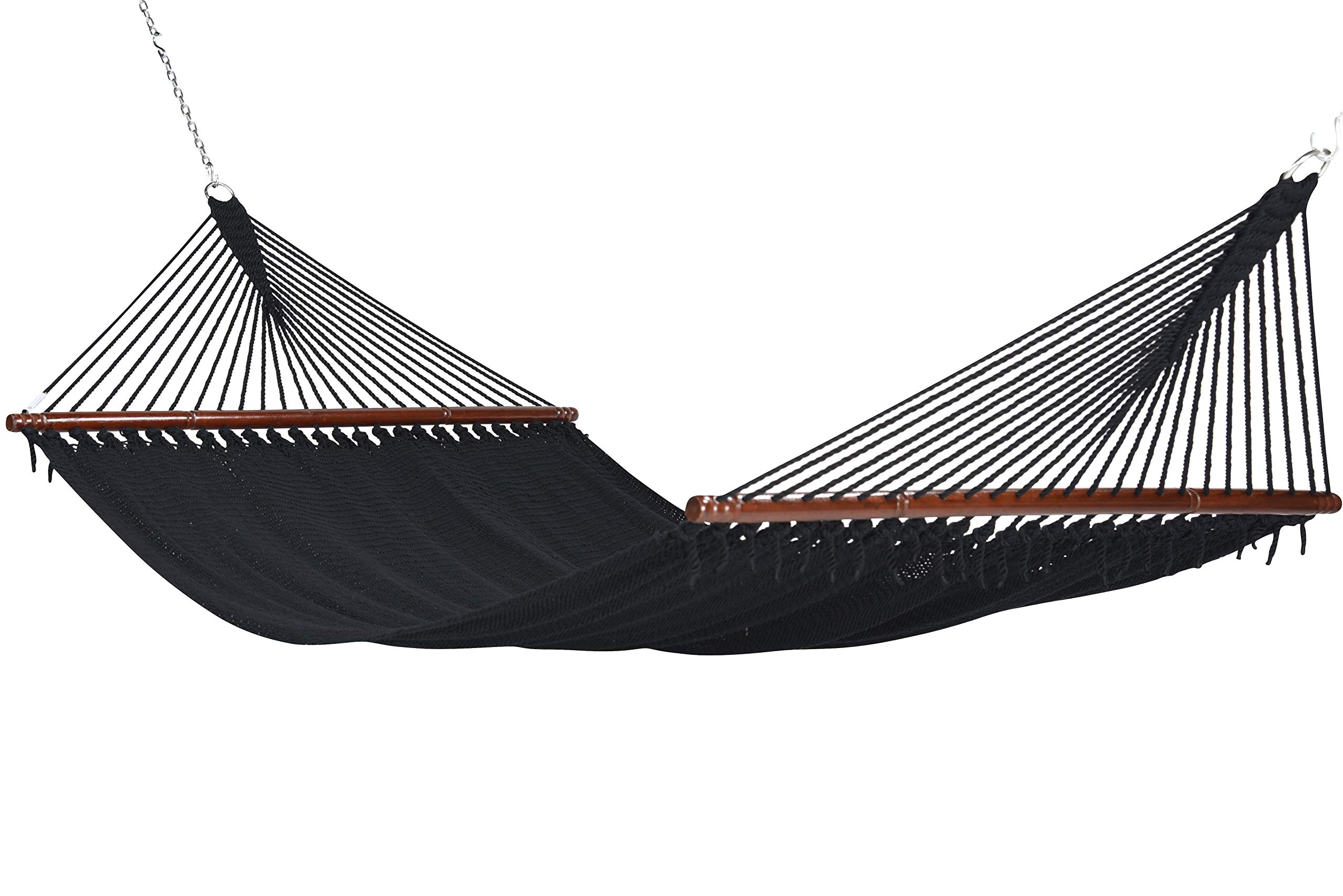 Jumbo Caribbean Hammock 55 Inch - Soft-Spun Polyester Hammock for Outdoor Relaxation - Extra Large Black Hammock for Backyard, Beach & Camping