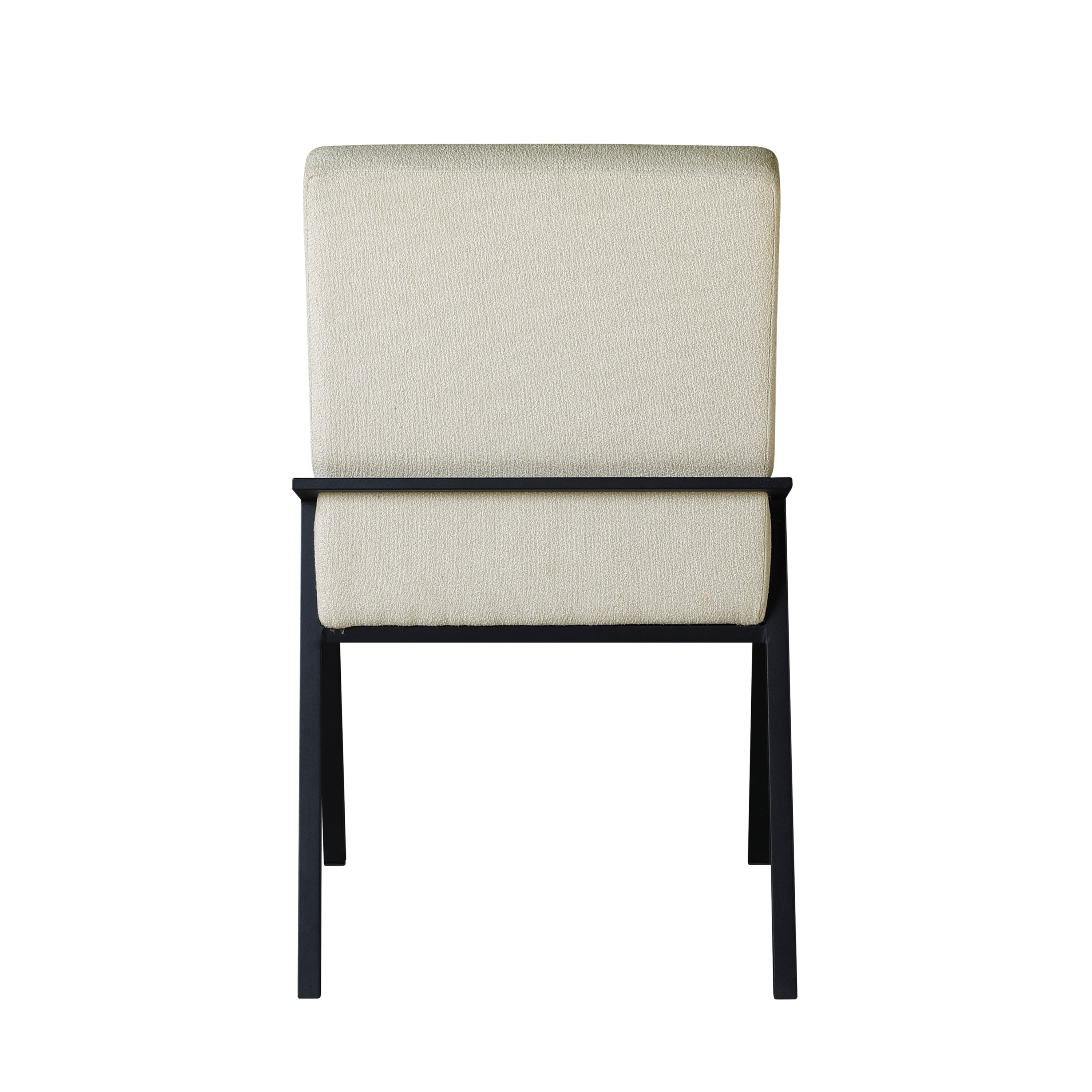 Modern Black Metal Base Cream Fabric Upholstered Dining Chairs Set of 2 - Contemporary Side Chairs for Kitchen, Dining Room & Office Seating