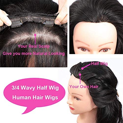 Urbeauty 22 Inch Body Wave Human Hair Half Wig for Black Women - 10A Quality Clip-In Half Wig with No Lace Frontal | Perfect for Daily Wear, Parties & Special Occasions