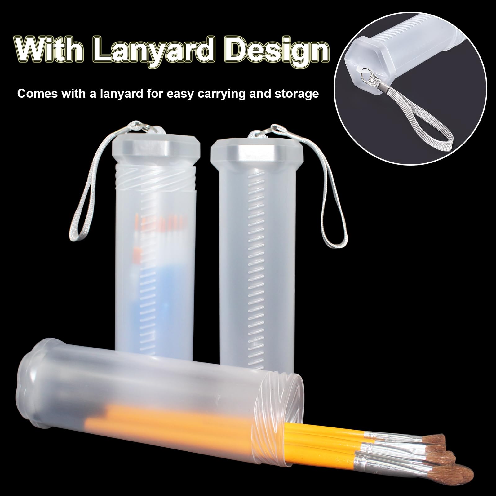 2-Pack Extendable Paint Brush Holder - Clear Storage Case for Watercolor & Long Brushes - Art Supplies Organizer