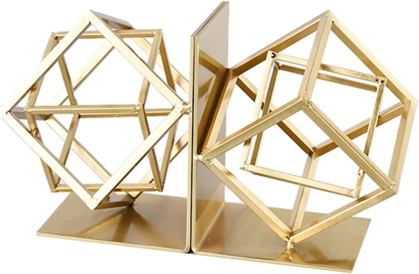 Modern Geometric Bookends for Shelves - 2 Pack Cubic Decorative Book Holders for Lightweight & Heavy Books - Stylish Home & Office Organizer - Perfect for Bookshelves, Desks, and Library Organization