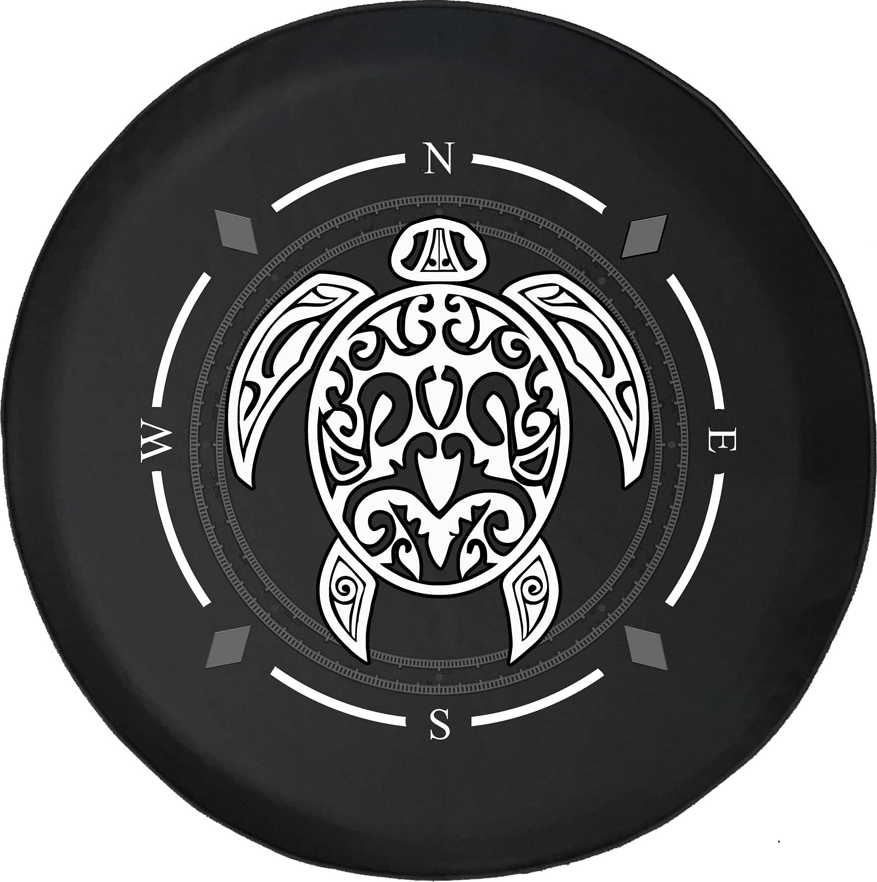 Premium American Spare Tire Cover with Compass & Tribal Sea Turtle Design - Universal Fit for SUV, Trailer, RV & Most Vehicles - Durable Wheel Protection for Outdoor Adventures & Road Trips