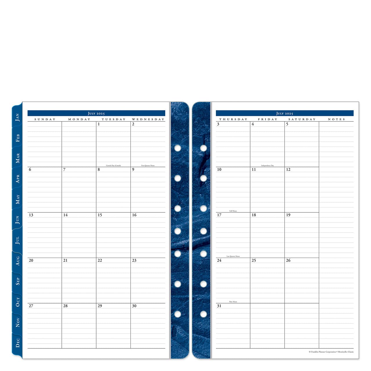 FranklinCovey Monticello One Page Per Day Ring-Bound Planner - Classic Style, July 2025 to June 2026 | Daily Organizer for Work, School & Personal Productivity | Perfect for Professionals, Students & Goal Tracking