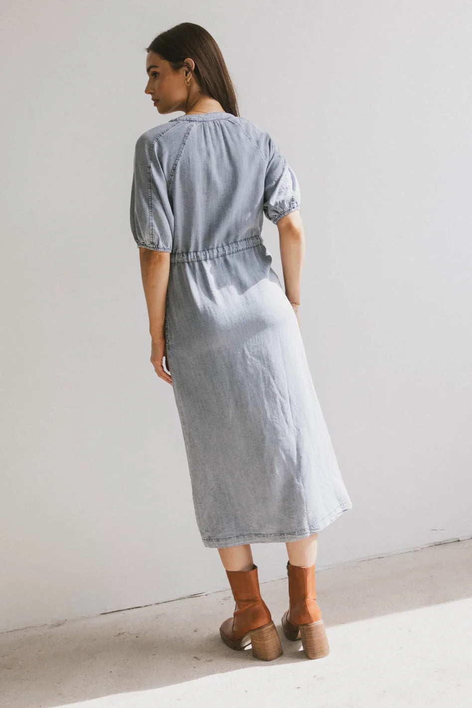 Marigold Denim Midi Dress for Women - Vintage Style Button Front Denim Skirt Dress | Perfect for Casual Outings, Date Nights & Summer Fashion