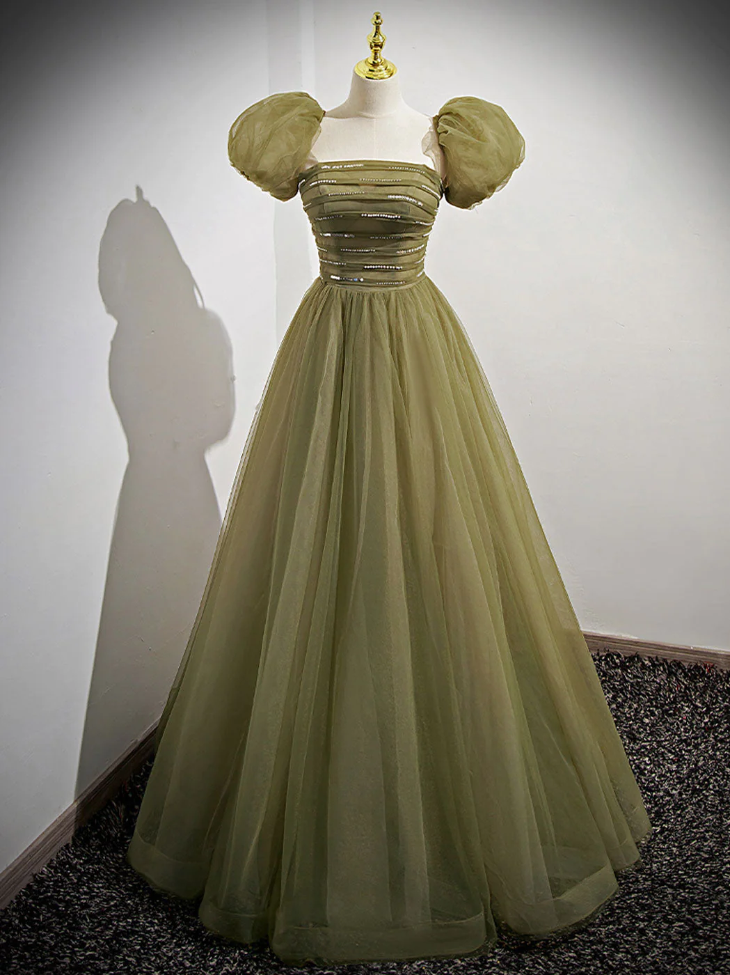 Elegant Green A-Line Tulle Prom Dress | Fairy Formal Party Gown | Evening Ball Gown for Women | Perfect for Prom, Homecoming, Quinceañera & Special Occasions