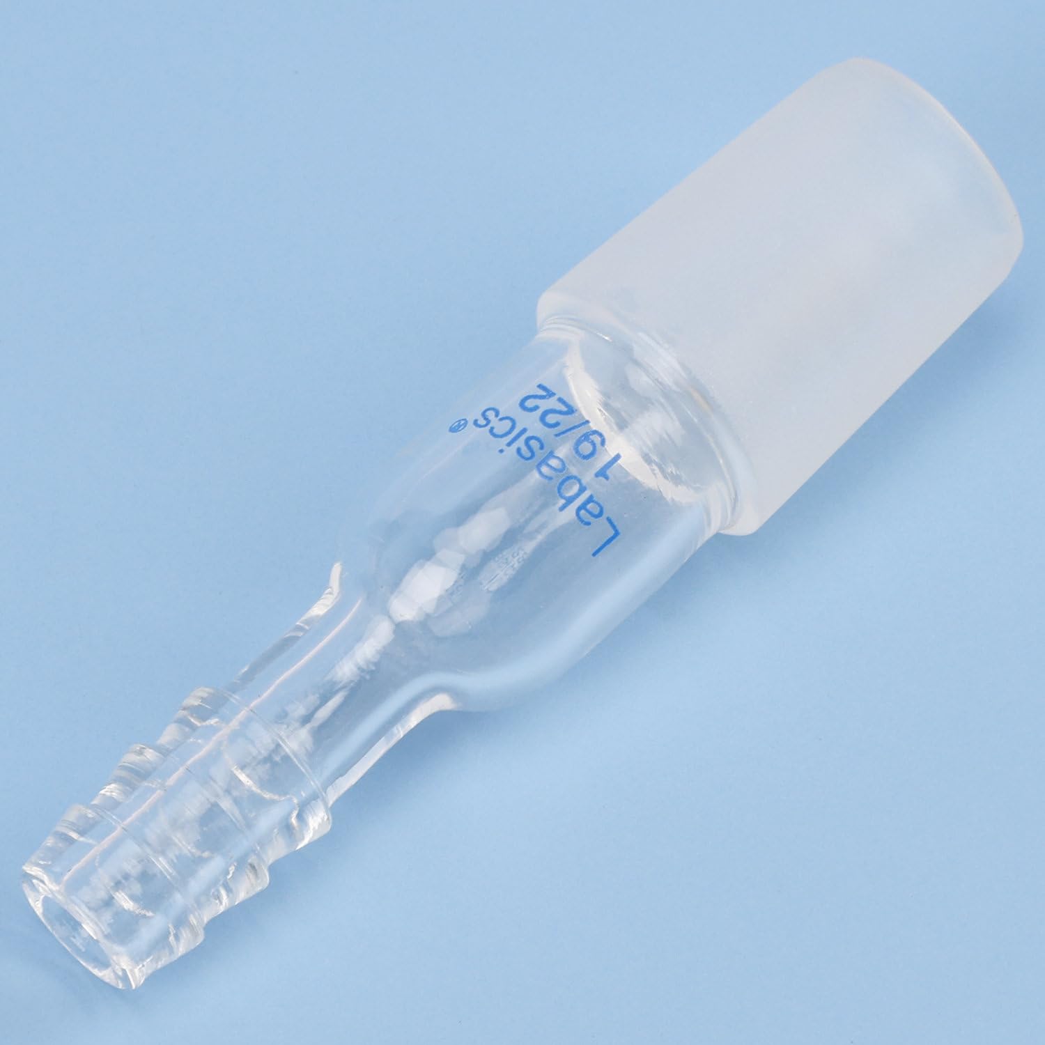 Labasics 19/22 Male Glass Joint Straight Inlet Adapter with 8mm Hose Connection - Scientific Lab Glassware for Distillation, Chemistry Experiments & Laboratory Setups