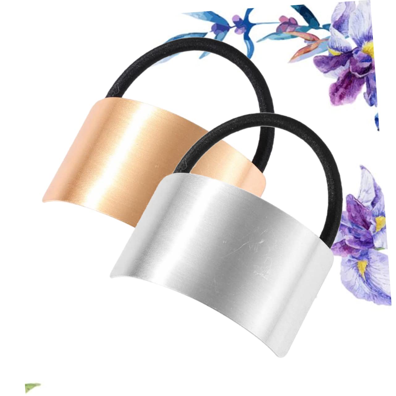 FOMIYES 2 Pack Women's Stretchy Alloy Ponytail Holders - Silver & Gold Hair Rings, Hair Ties, Fashion Hair Accessories for Girls & Women | Perfect for Work, Gym, Party & Everyday Use