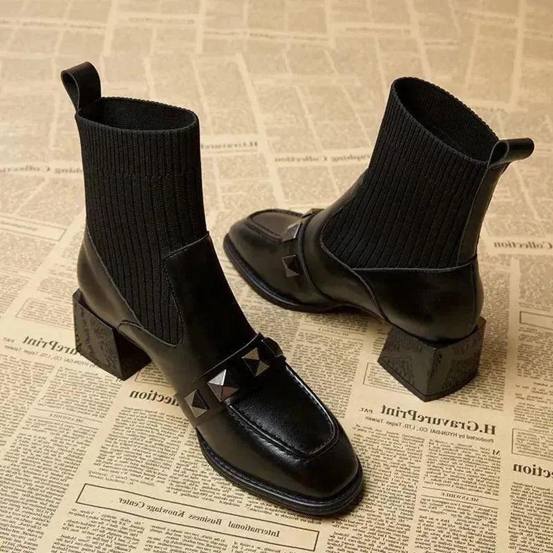 Black Women's Ankle Sock Boots - Comfortable & Stylish Boot Socks for Casual Wear, Work & Winter Outfits | Fashionable Footwear for Everyday Use