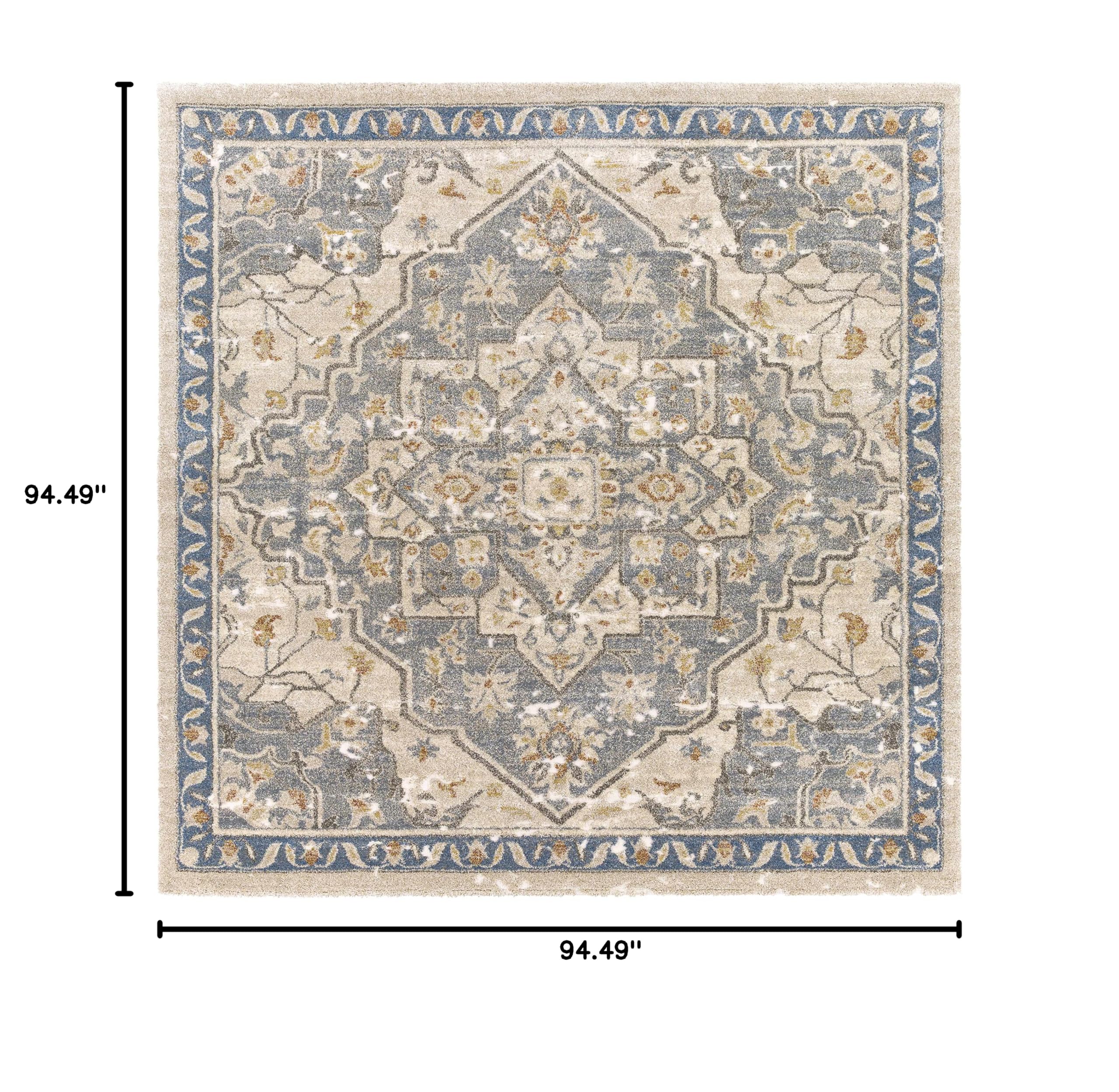 Premium Hauteloom Chesnee Traditional High-Pile Area Rug - Blue & Yellow 7'10