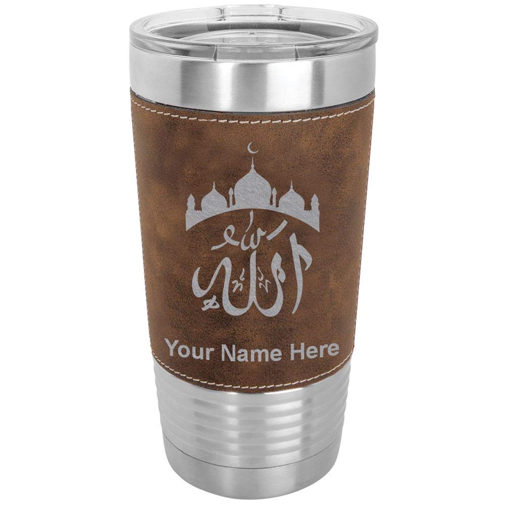 LaserGram 20oz Vacuum Insulated Stainless Steel Tumbler Mug with Personalized Engraving - Faux Leather Wrap & Rustic Design - Perfect for Coffee, Tea, and Cold Drinks at Home, Office, or Travel