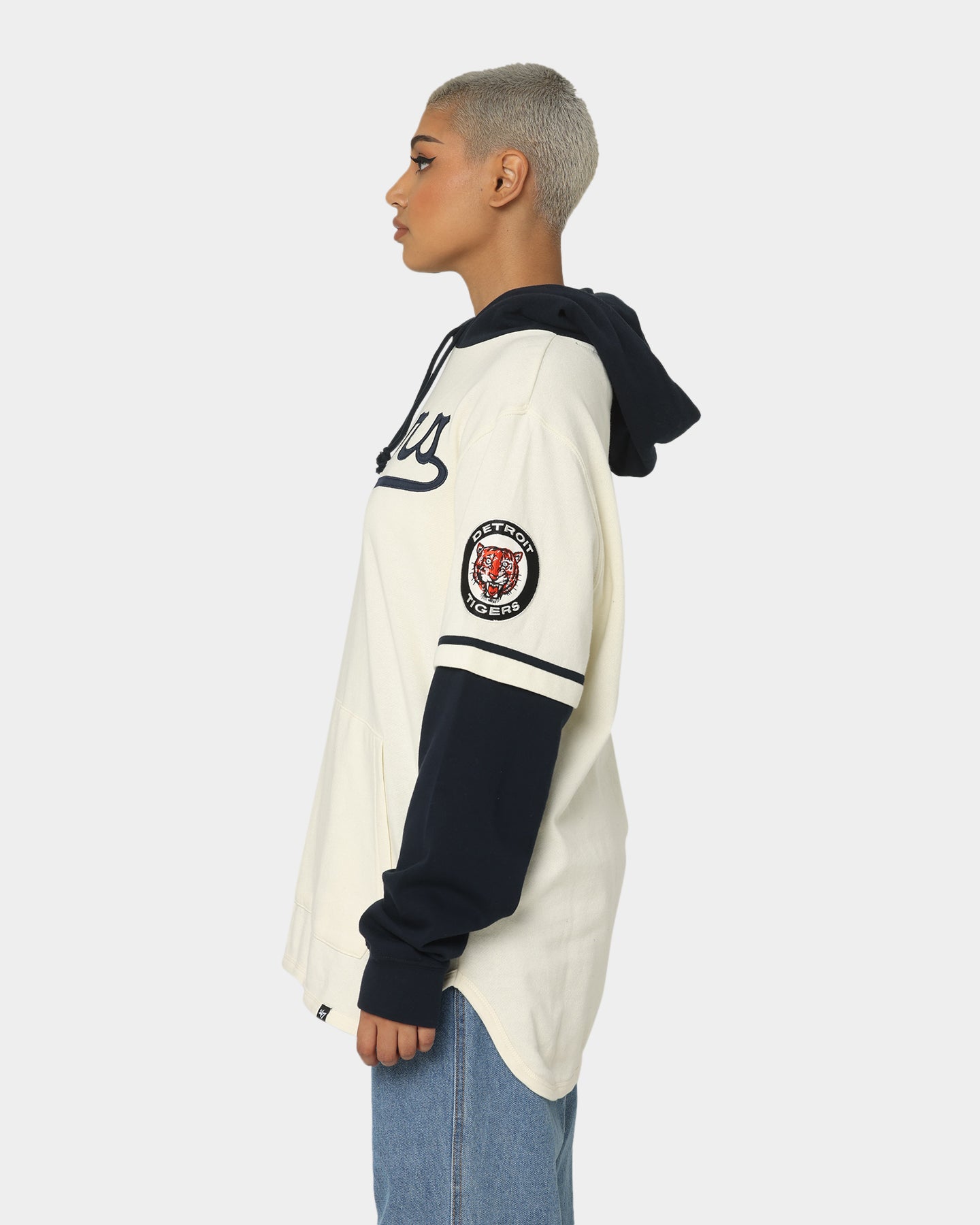 47 Brand Detroit Tigers Shortstop Hoodie Cream - Men's Baseball Fan Apparel for Casual Wear & Game Day Outfits