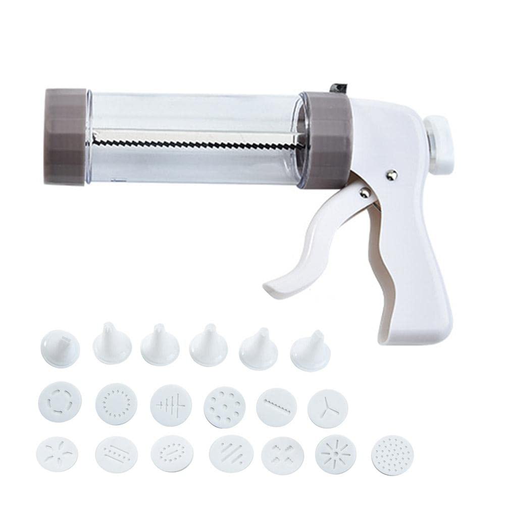 Stainless Steel Cookie Press Gun Kit with 13 Discs & 6 Icing Nozzles - Professional Spritz Cookie Maker for Baking, Biscuit Decorating - Perfect for Christmas Cookies, Wedding Favors & DIY Dessert Making