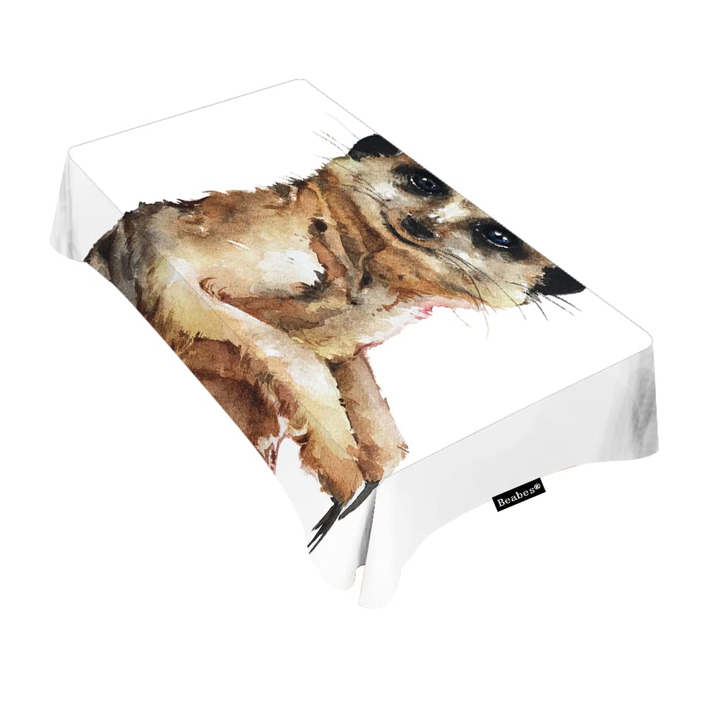 Beabes Meerkat Rectangle Tablecloth 60x90 Inch - African Wildlife Animal Print Polyester Table Cover for Dining, Kitchen, Party, Banquet & Wedding Decor - Perfect for Home, Restaurant and Outdoor Events