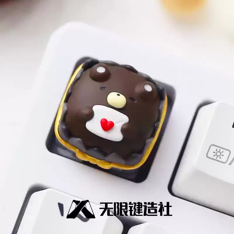 Custom Cute Chocolate Bear Resin Artisan Keycaps - Handmade Personalized Mechanical Keyboard Keycaps for Gaming & Typing Enthusiasts - Perfect for Custom Keyboards, Gifts & Collectibles