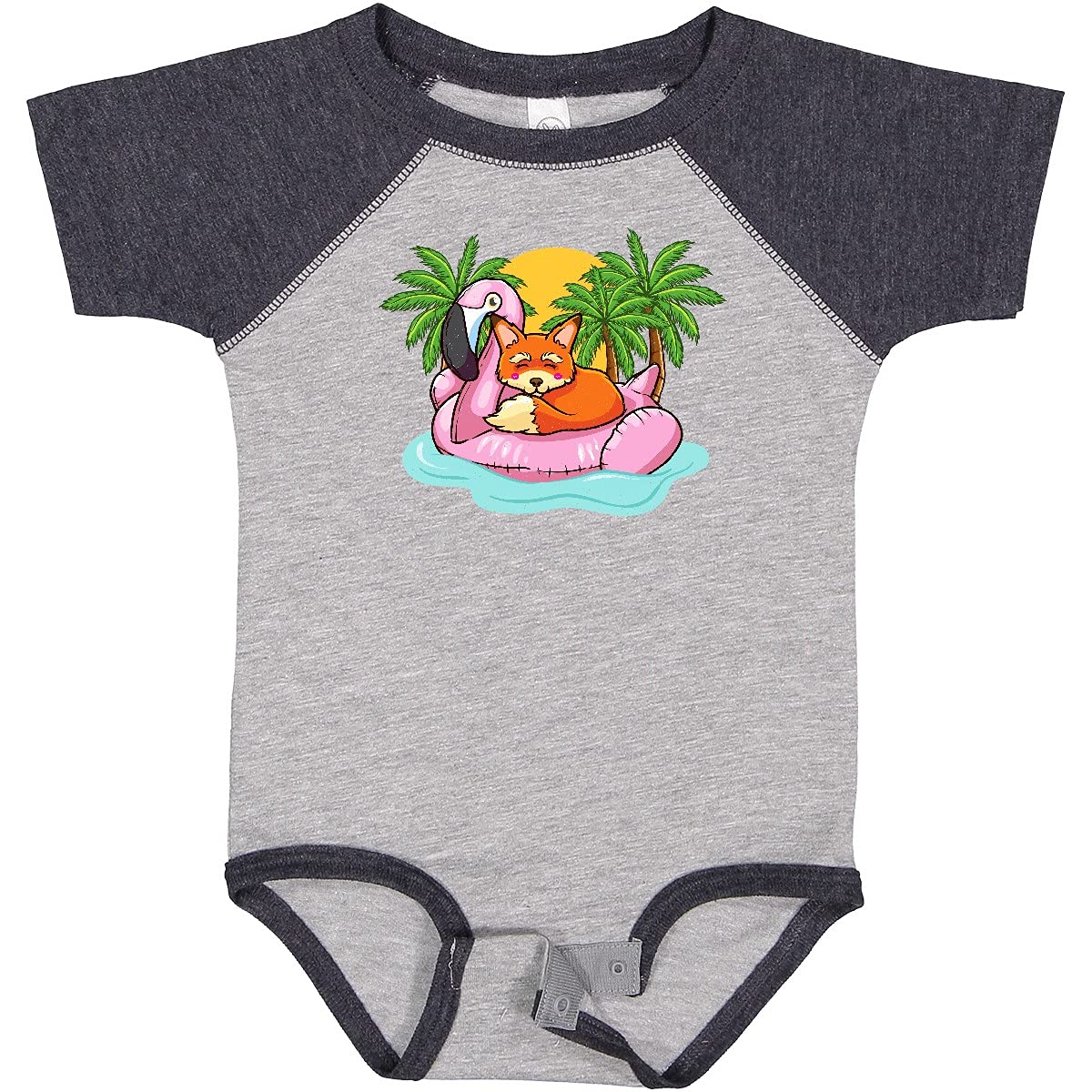 Inktastic Fox Flamingo Tropical Beach Vacation Baby Bodysuit - Cute Animal Print Onesie for Boys & Girls - Perfect for Summer Outings, Beach Trips & Family Photos