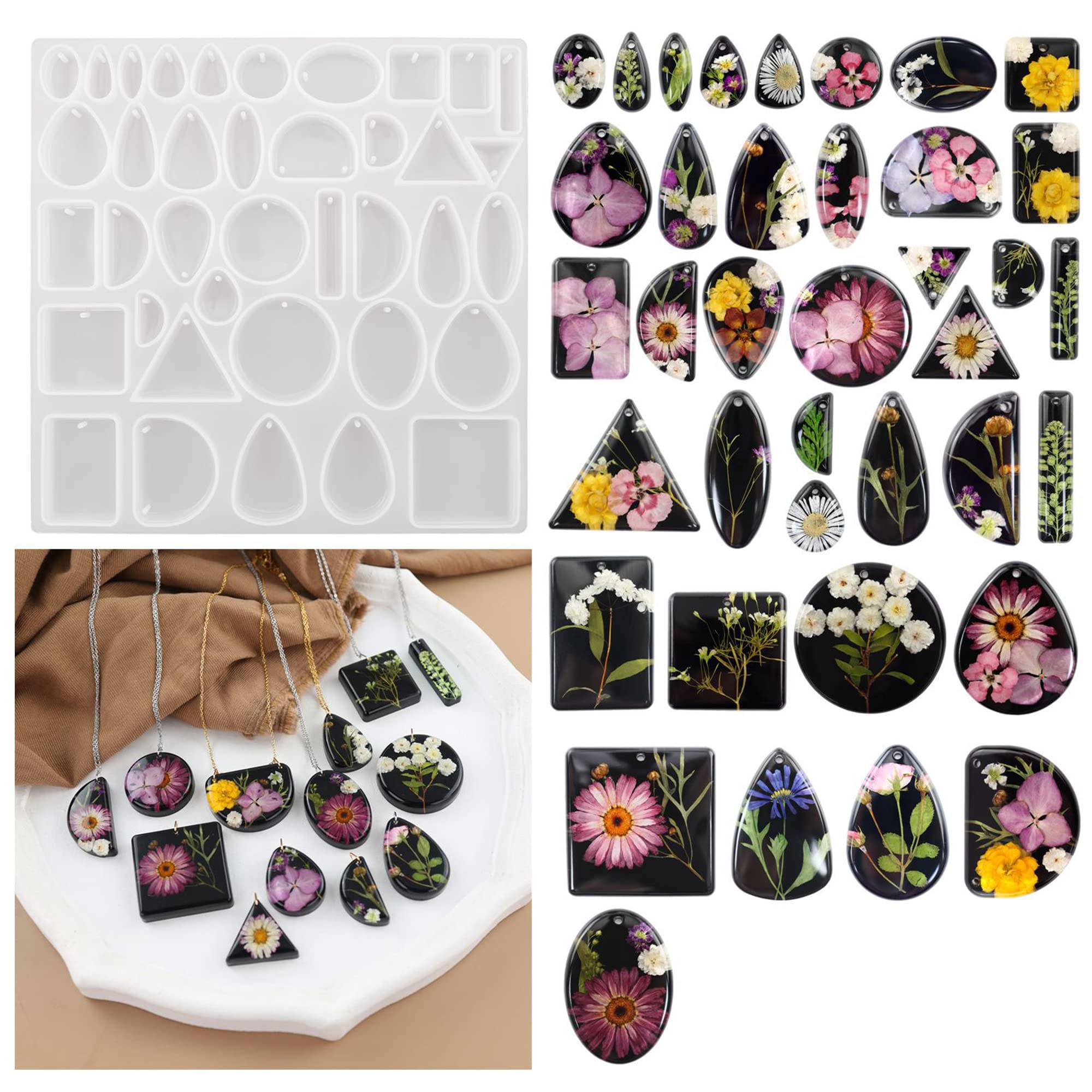 Premium Silicone Jewelry Molds for Resin Casting - DIY Necklace, Keychain, Earring & Pendant Making Kit - Epoxy Craft Supplies for Gemstone & Stud Jewelry - Perfect for DIY Gifts, Handmade Accessories & Craft Projects
