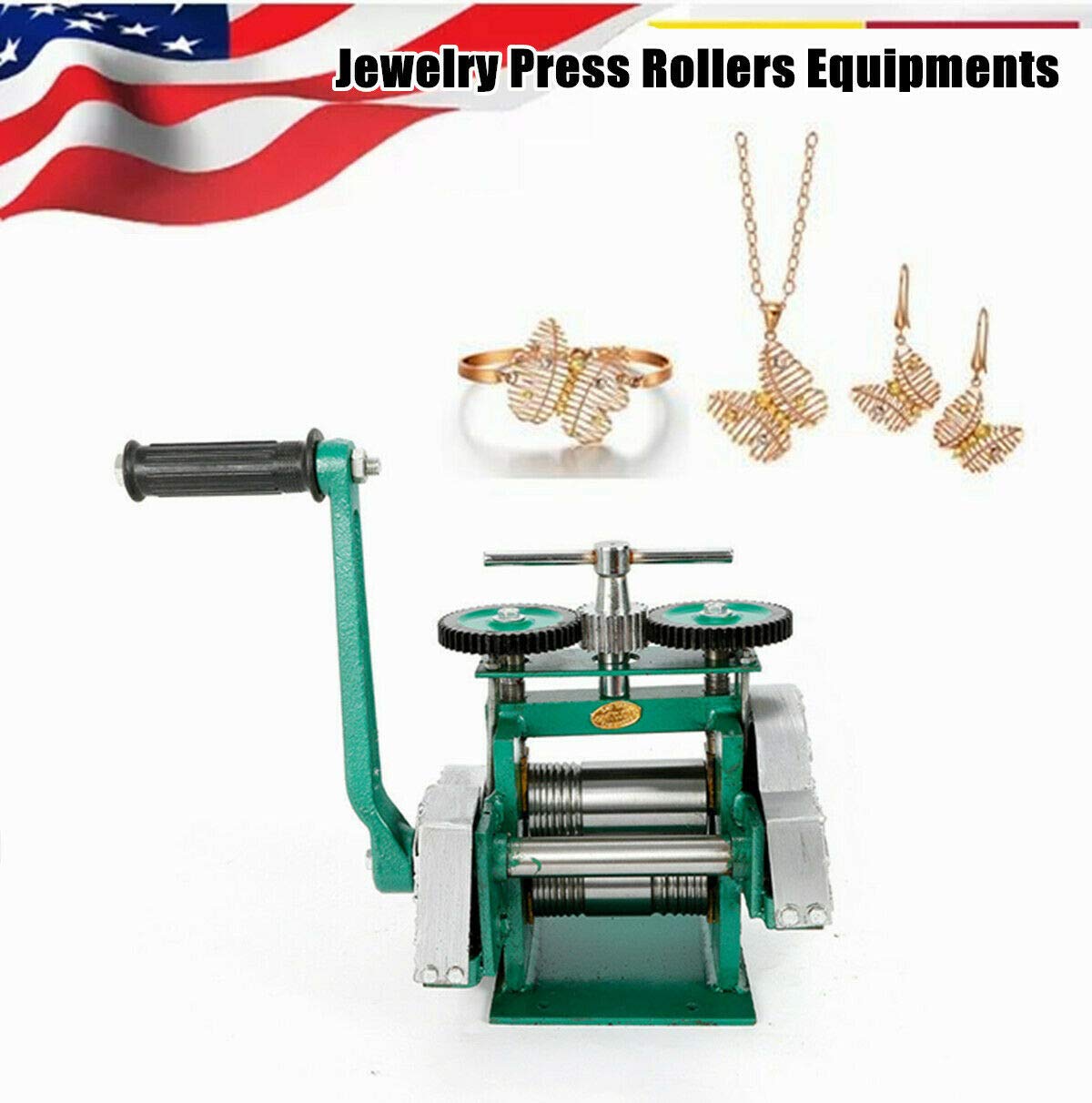 Jewelry Rolling Mill Machine - Manual Combination Rolling Mill for Metal Sheet, Wire & Flat Pressing - Jewelry Press & Tabletting Tool for DIY Jewelry Making - Perfect for Crafting Rings, Bracelets & Metal Art