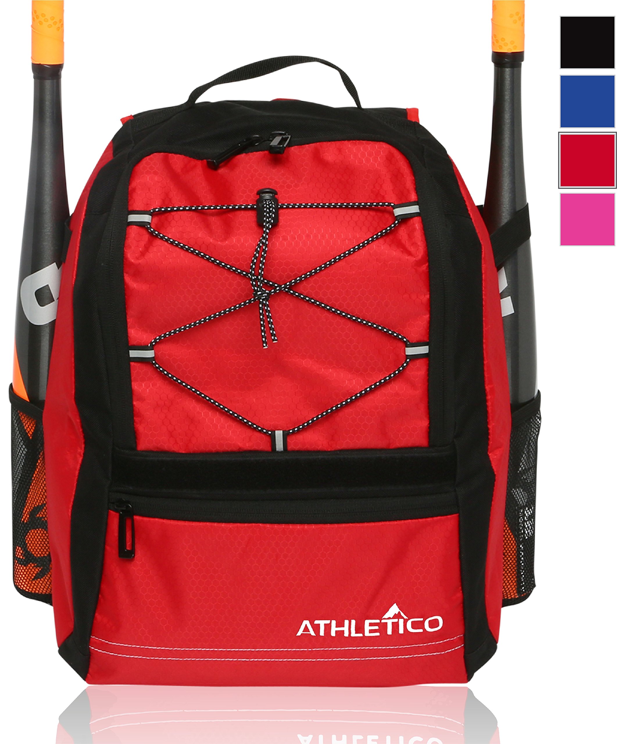 Athletico Youth Baseball Backpack - Durable Bat Bag for Baseball, T-Ball & Softball Equipment | Holds Bat, Helmet, Glove & Cleats | Fence Hook & Padded Straps | Perfect for Little League Games & Practice Sessions