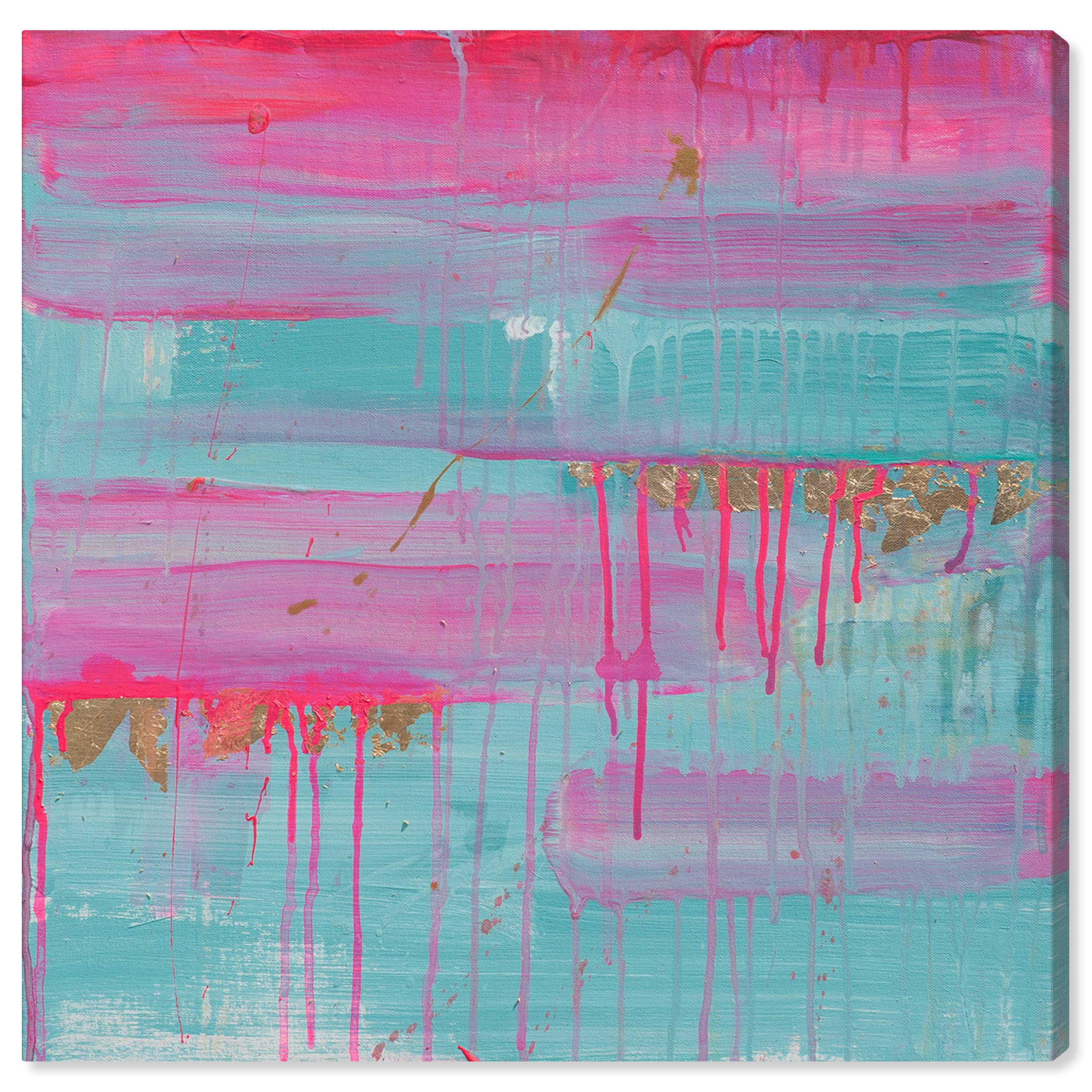 Abstract Wall Art Canvas Print 'Sky Fall' - 12x12 Inch Pink & Blue Modern Home Decor - Perfect for Living Room, Bedroom & Office Decoration