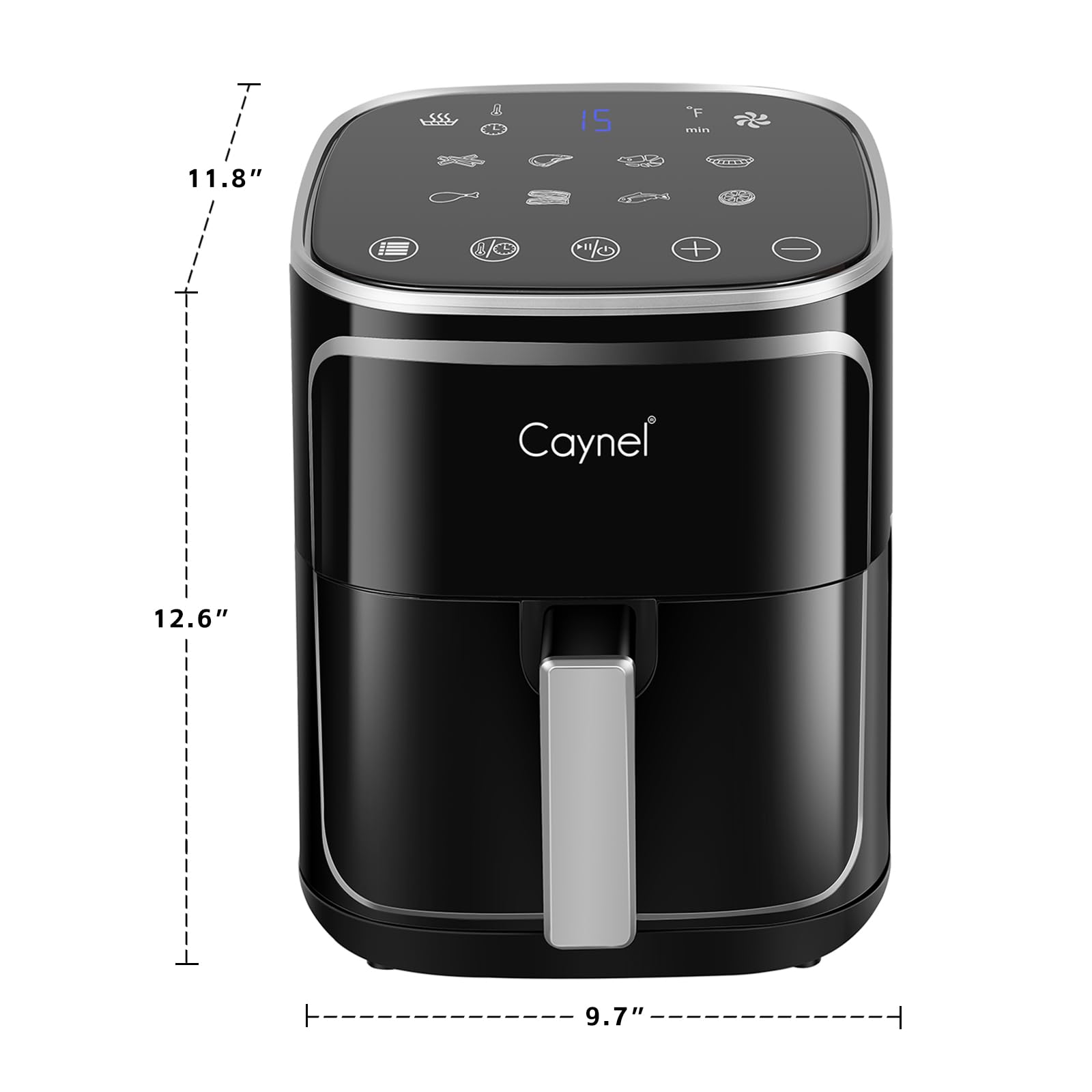 CAYNEL 5QT Digital Air Fryer Oven with 8 Presets, Oil-Free Nonstick Cooker & Detachable Double Basket - Healthy Cooking for Family Meals, Snacks & Quick Dinners (Black)