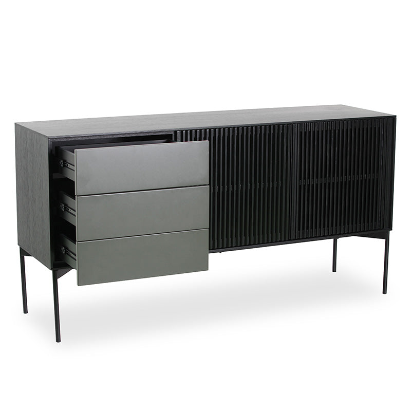 SEGAN 160cm Sideboard Buffet Cabinet - Modern Black & Grey Storage for Dining Room, Living Room & Entryway - Perfect for Organizing Dishes, Linens & Home Decor