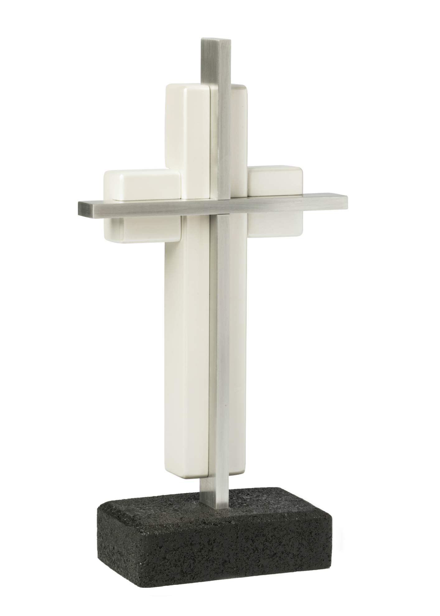The Unity Cross® Pearl White & Brushed Aluminum - Elegant Alternative to Unity Candle & Unity Sand Ceremony for Weddings, Anniversaries & Special Occasions