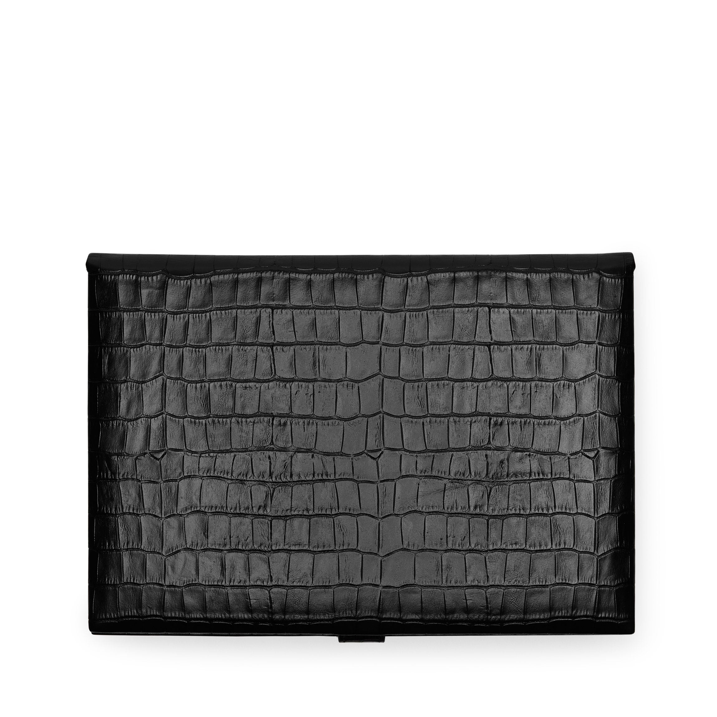 Luxury Medium Jewelry Box - Black Crocodile Pattern Jewelry Organizer for Necklaces, Rings & Earrings | Perfect for Travel, Gift & Home Storage