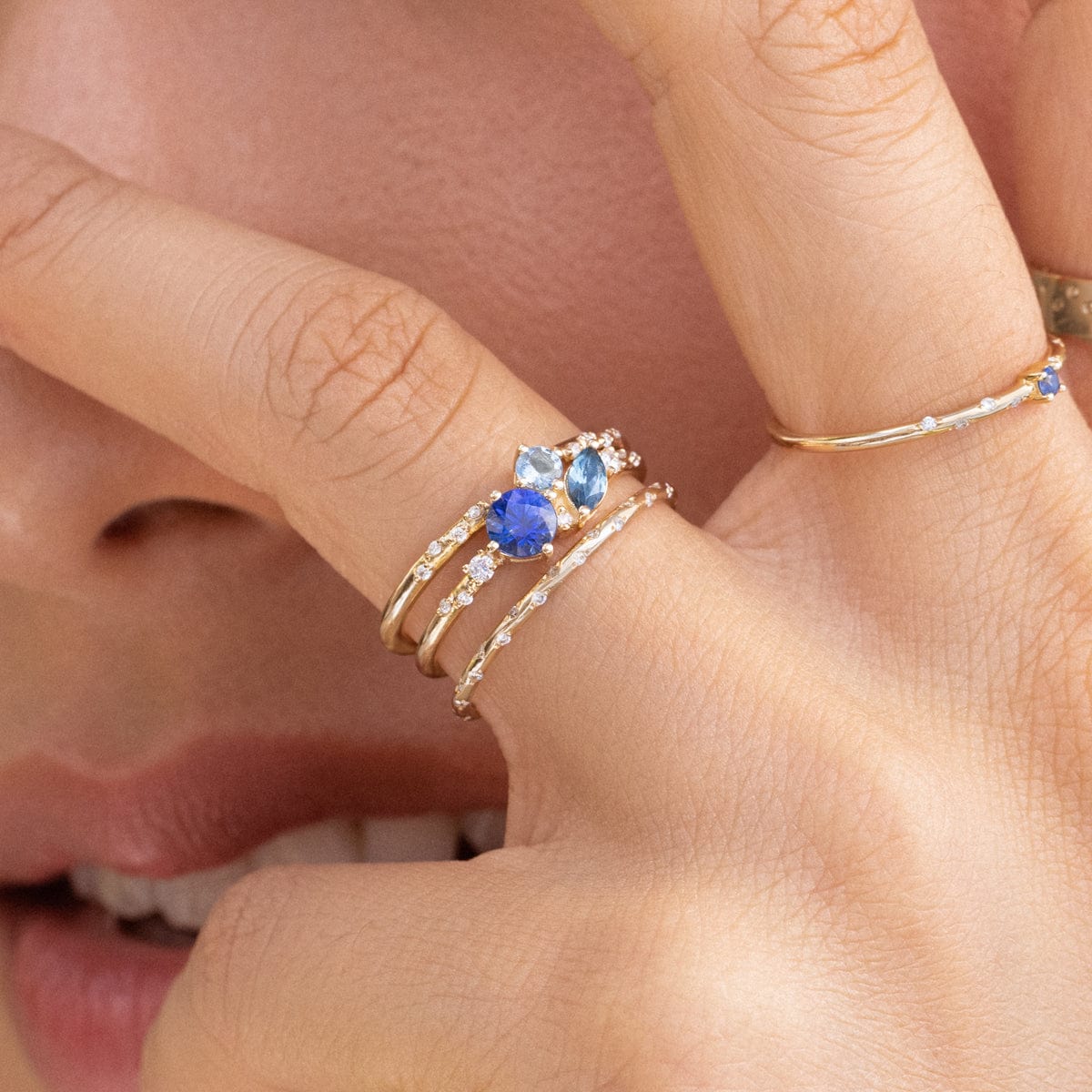 Ocean Starry Cluster Ring - Dainty Celestial Jewelry for Women, Elegant Stackable Rings for Everyday Wear, Perfect Gift for Birthdays & Anniversaries | Boho Chic Style, Layering Rings for Fashion Accessories