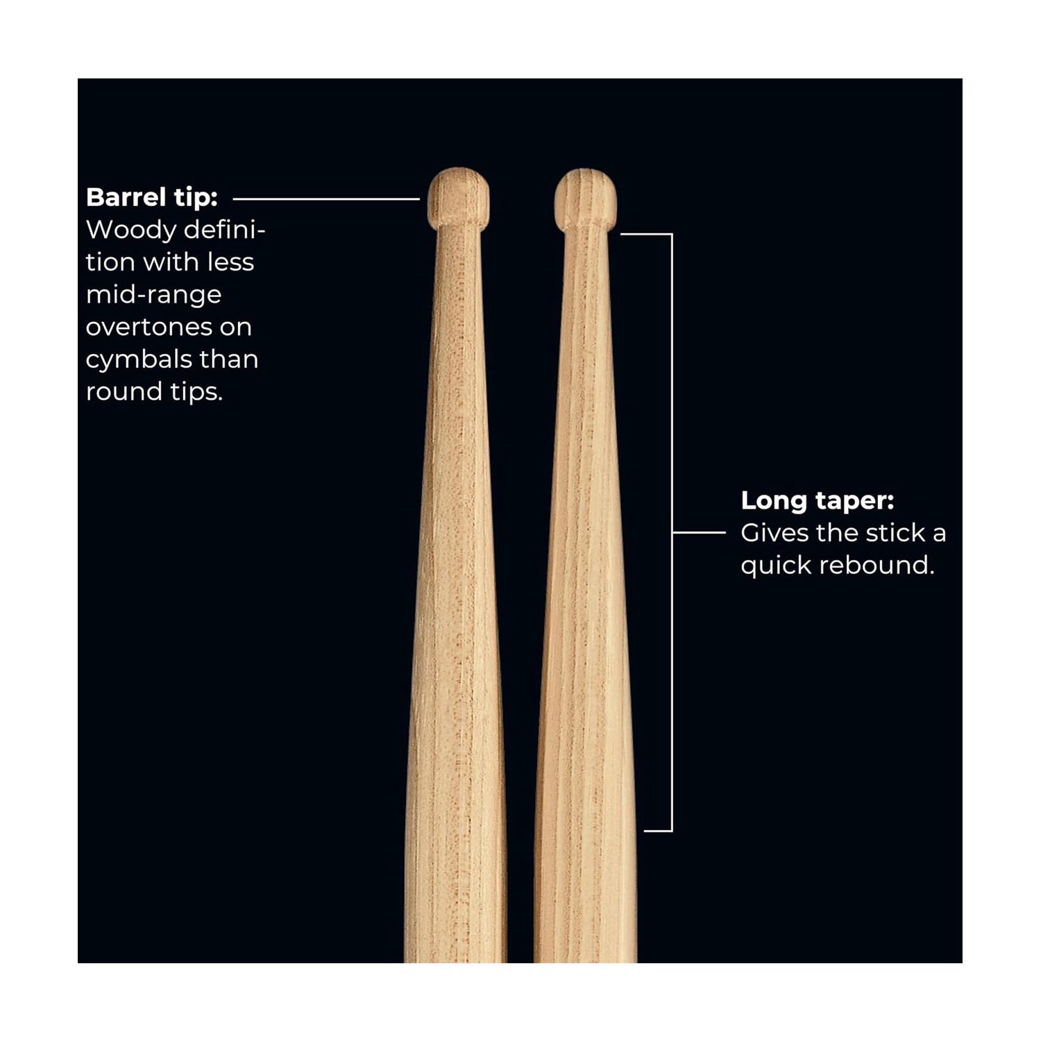 Premium American Hickory Drumsticks - Concert HD2 SB130 for Professional Drummers & Live Performances | Perfect for Rock, Jazz & Studio Recording