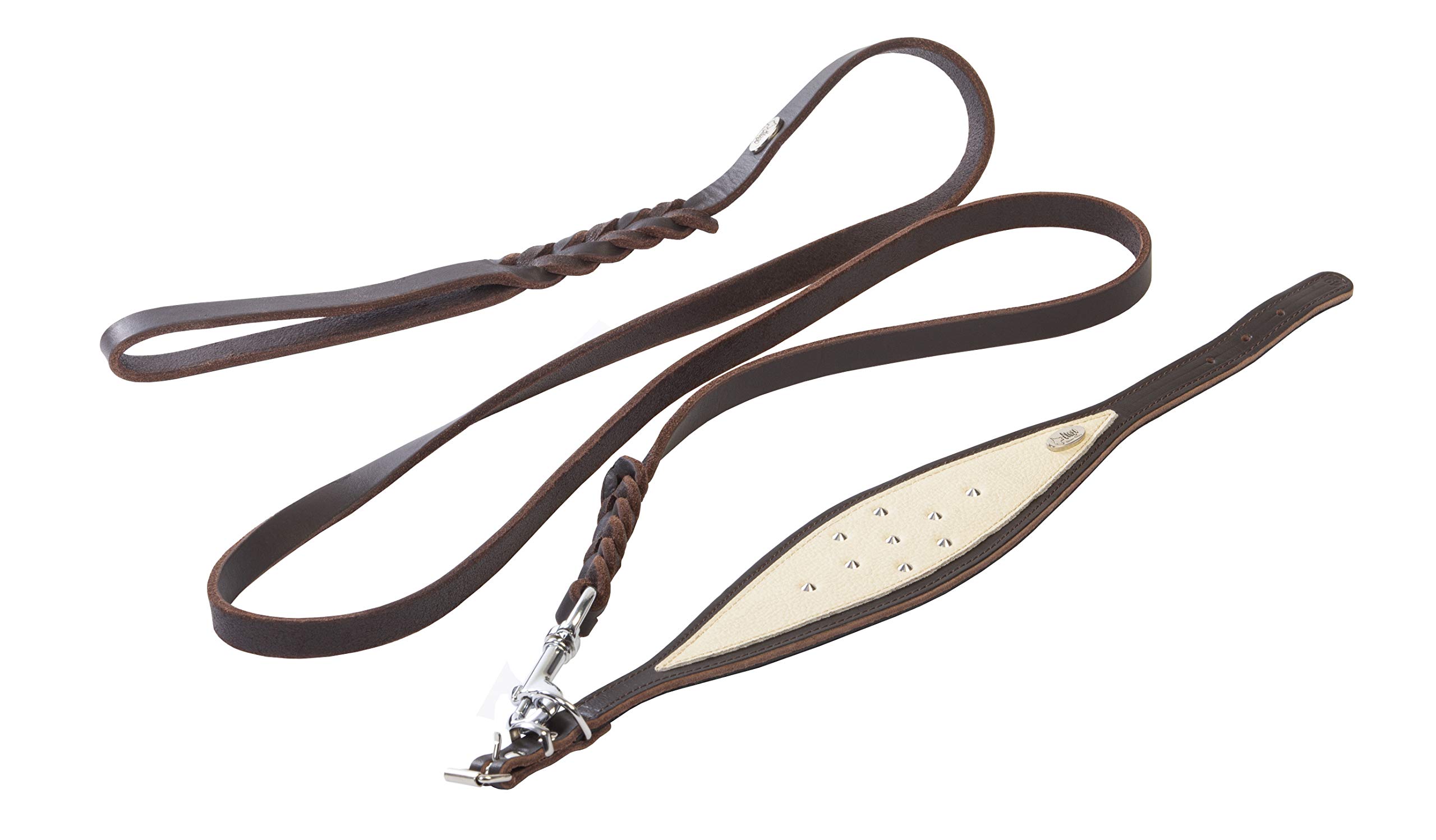 Premium Soft Leather Whippet Collar XS & Matching Leash Set for Small Dogs - Dingo DOGNOME S10027 | Comfortable & Durable for Daily Walks, Training & Outdoor Adventures
