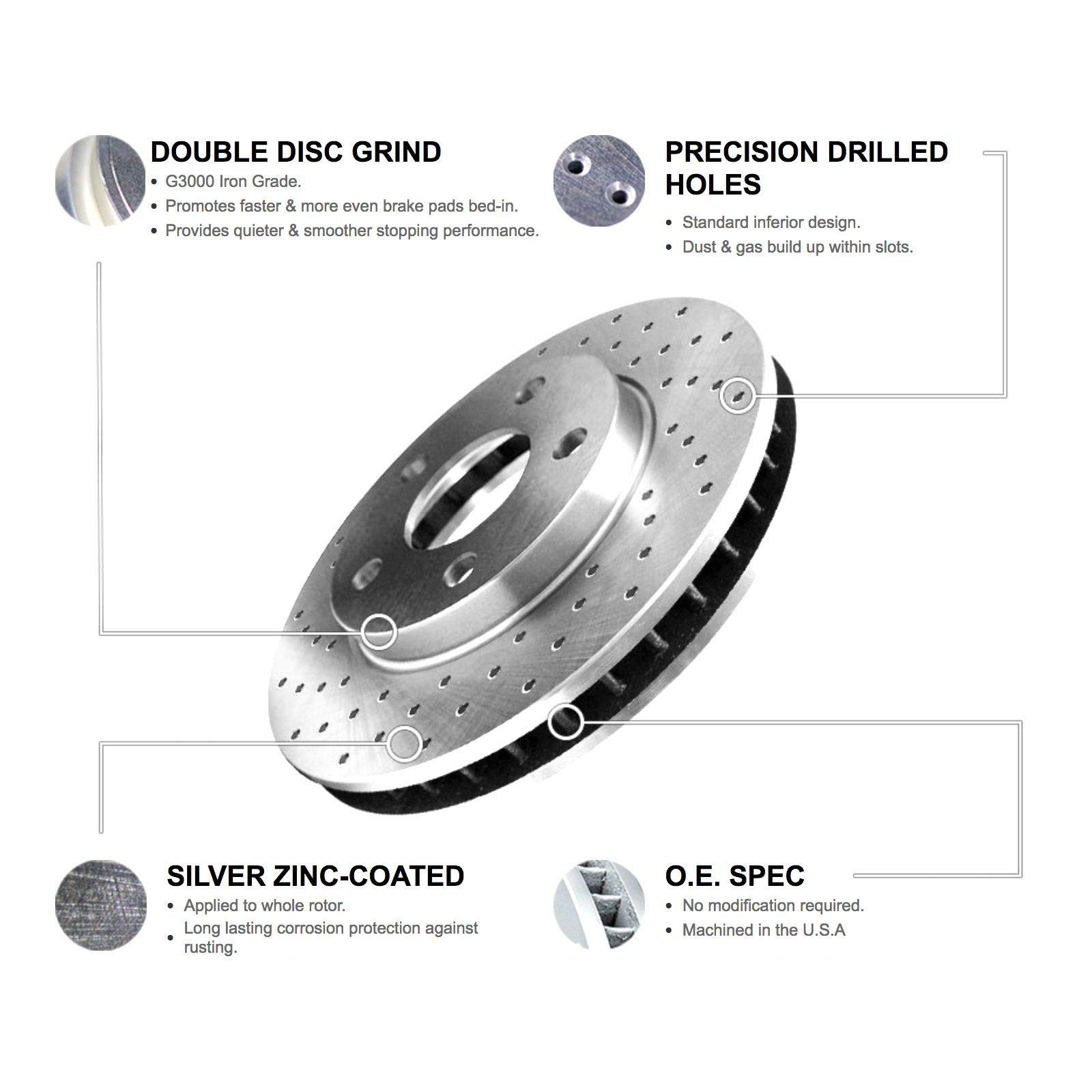 R1 Concepts Premium Rear Brake Pads and Rotors Kit - Ceramic Brake Pads with Drilled & Slotted Rotors - Compatible with 2014-2021 Jeep Cherokee - Perfect for Off-Roading, Daily Commuting & Towing