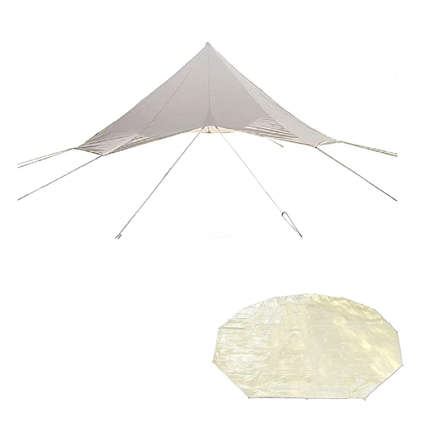 DANCHEL OUTDOOR Waterproof Rain Fly Tarp with Beige Footprint for 10ft Yurt Tent - Camping Shelter for Backpacking, Hiking & Outdoor Adventures
