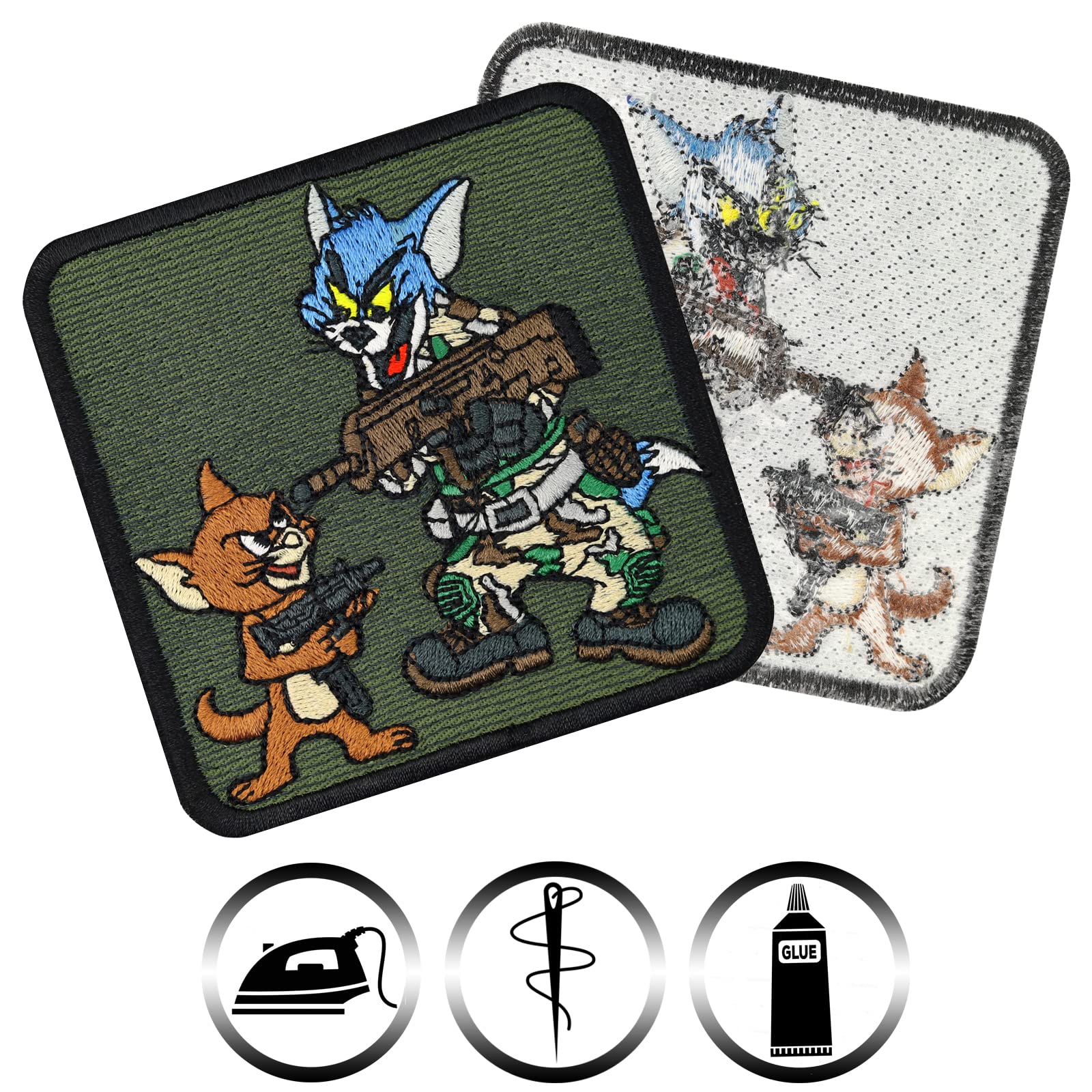 Military Morale Iron On Patch - Embroidered Fabric Applique for Clothing & Leather | Machine Gun (MG) Sticker & Sew-On Emblem | 3.35x3.35 Inch | Perfect for Tactical Gear, Police Uniforms, Biker Jackets & DIY Crafts