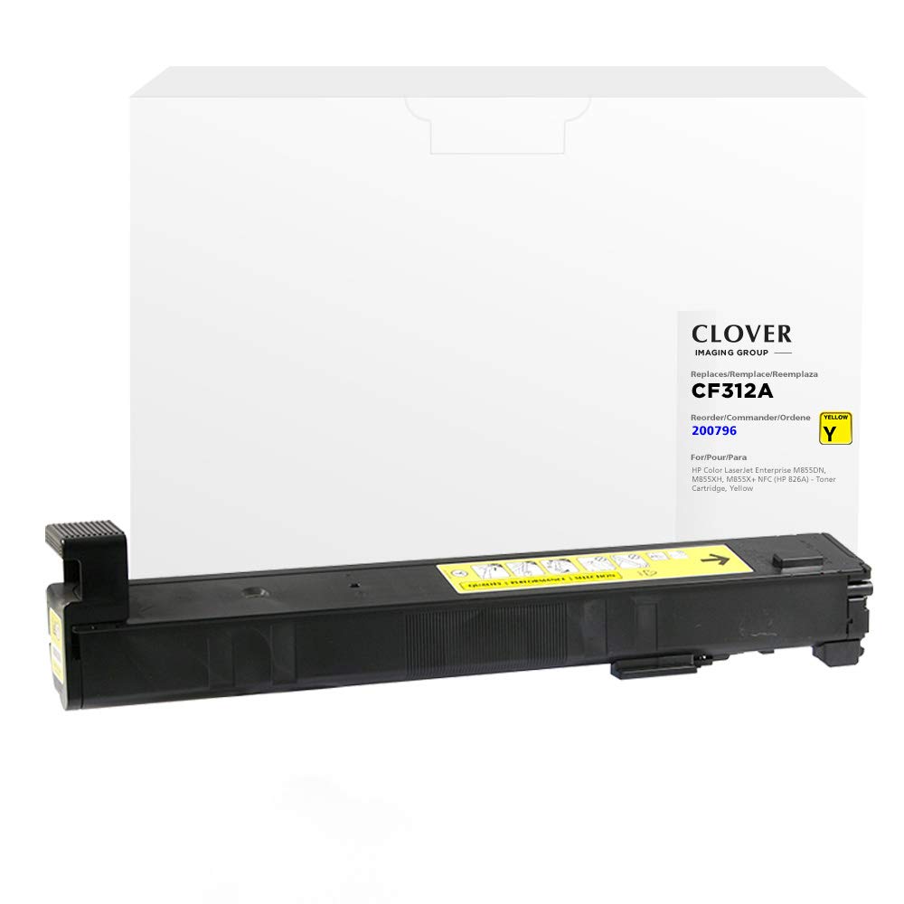 High-Quality Clover Remanufactured Yellow Toner Cartridge Replacement for HP CF312A/826A - Compatible with HP Printers | Perfect for Home & Office Printing Needs